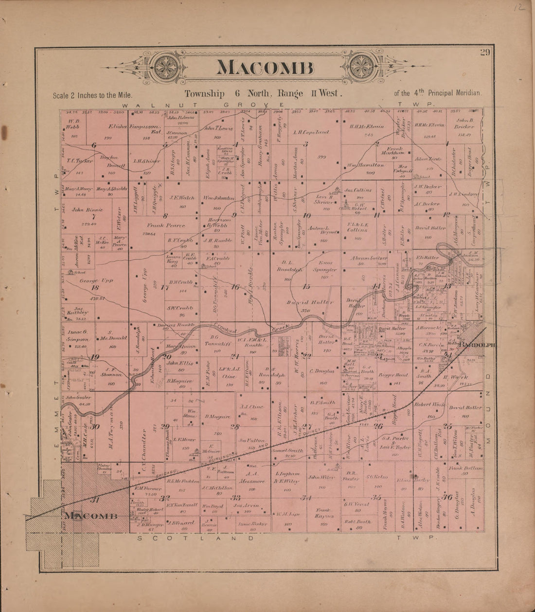This old map of Illinois, McDonough County,  was created by Balliet &amp; Volk|Bourquin, F. (Frederick)|Geo. A. Ogle &amp; Co|Occidental Publishing Company in 1893
