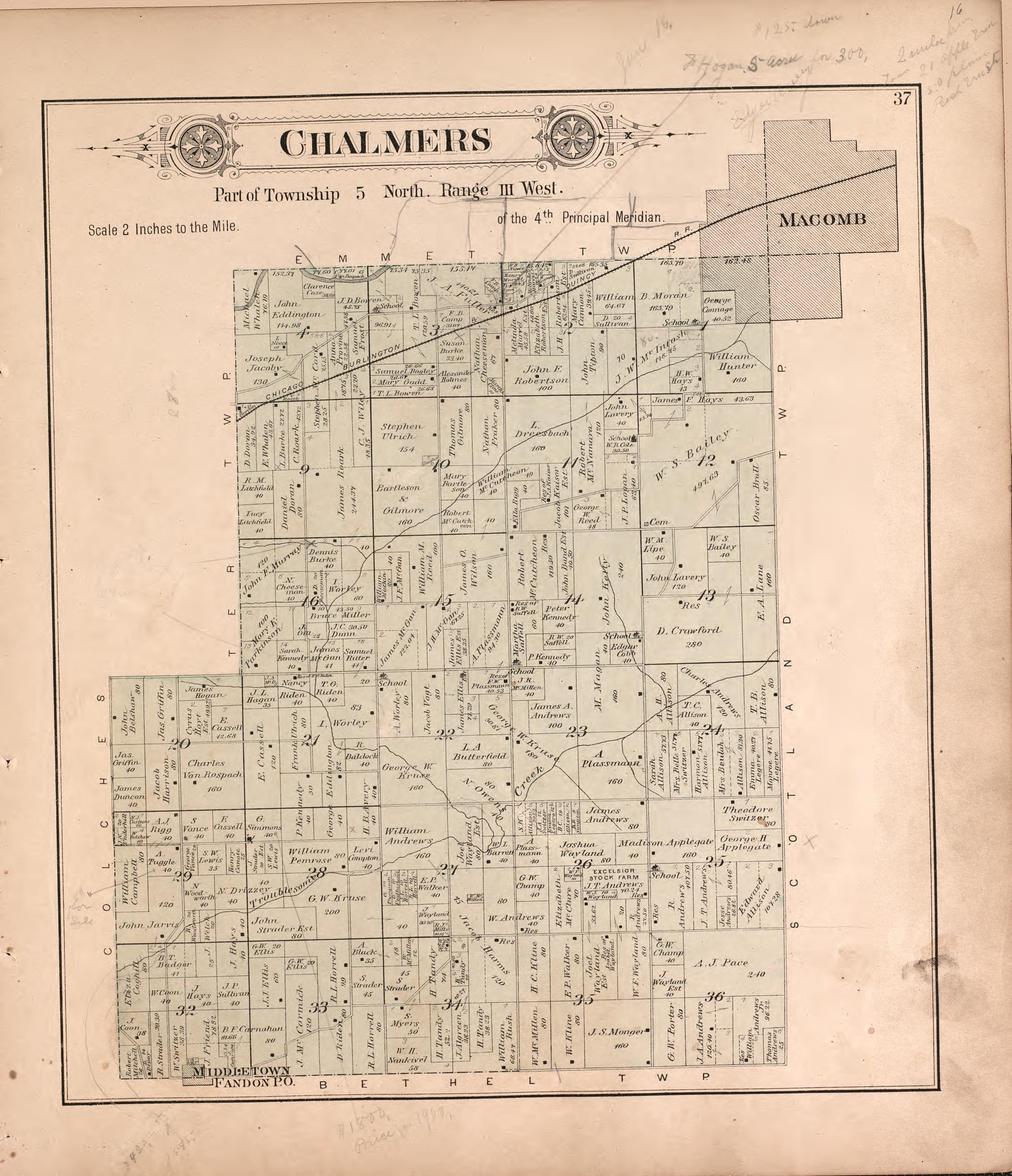 This old map of Illinois, McDonough County,  was created by Balliet &amp; Volk|Bourquin, F. (Frederick)|Geo. A. Ogle &amp; Co|Occidental Publishing Company in 1893