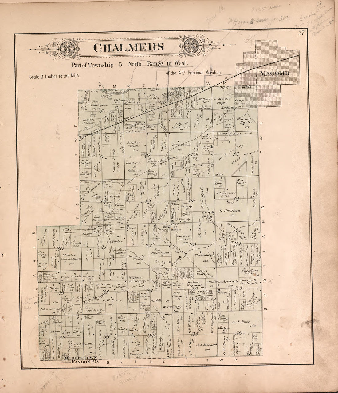 This old map of Illinois, McDonough County,  was created by Balliet &amp; Volk|Bourquin, F. (Frederick)|Geo. A. Ogle &amp; Co|Occidental Publishing Company in 1893
