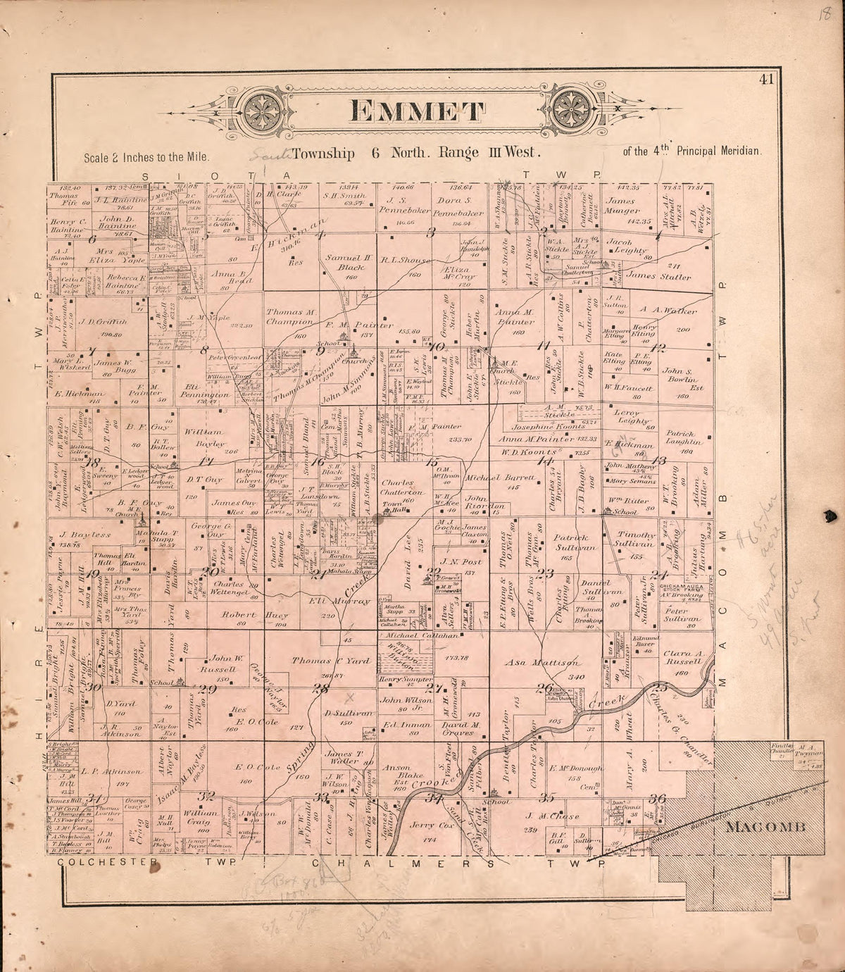 Emmet from Plat Book of McDonough County, Illinois 1893 by Relic Map Company