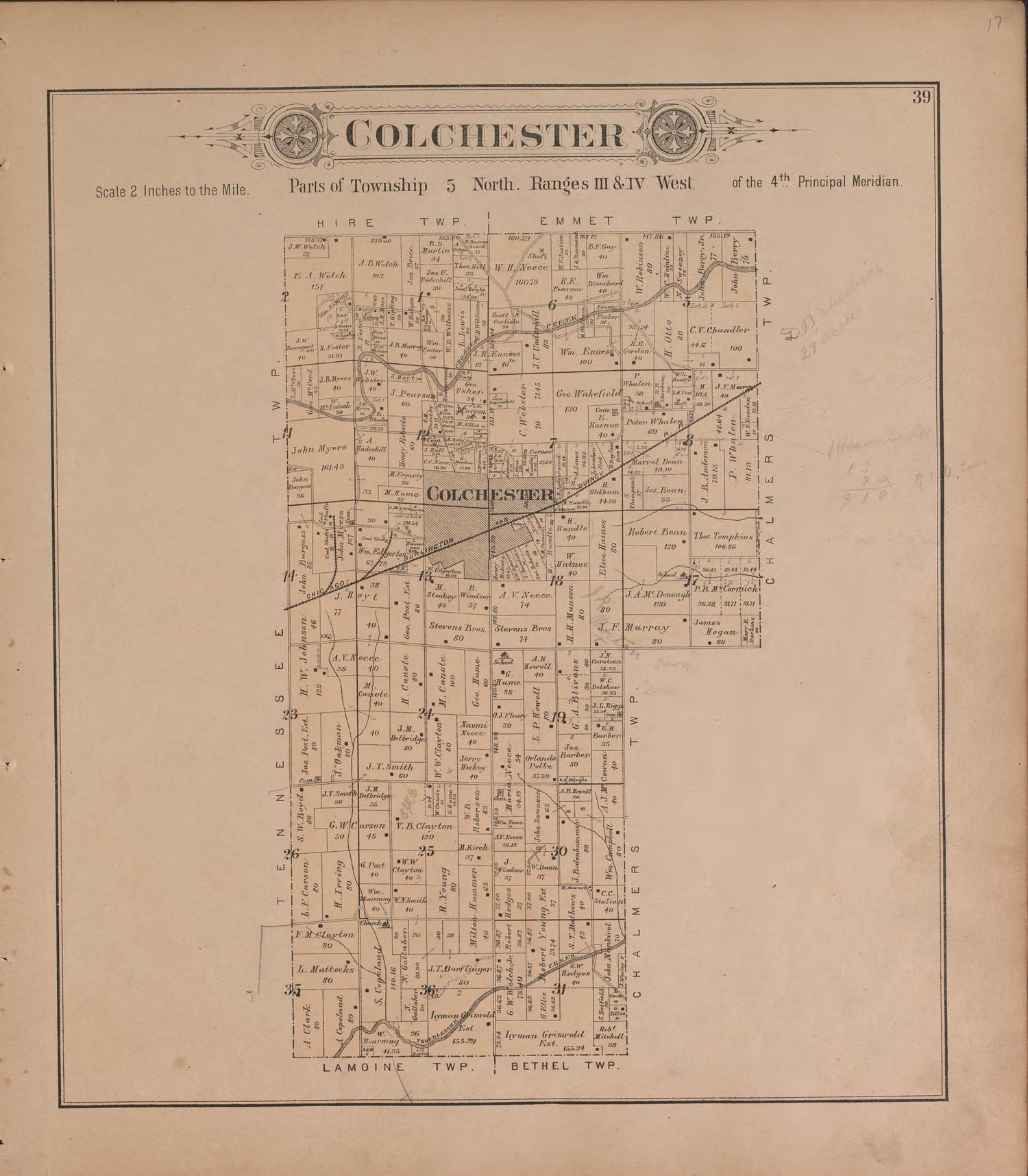This old map of Illinois, McDonough County,  was created by Balliet &amp; Volk|Bourquin, F. (Frederick)|Geo. A. Ogle &amp; Co|Occidental Publishing Company in 1893