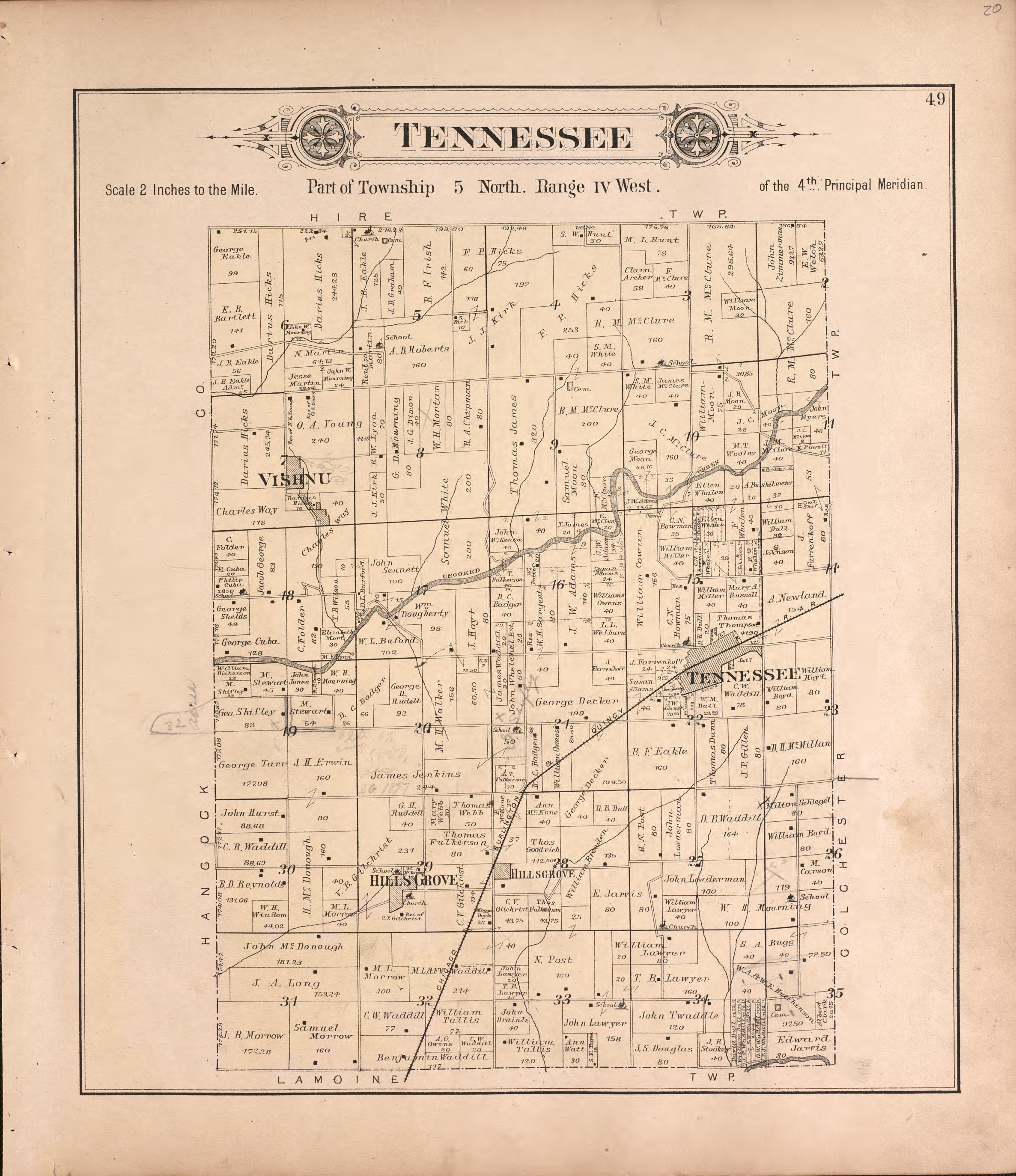 This old map of Illinois, McDonough County,  was created by Balliet &amp; Volk|Bourquin, F. (Frederick)|Geo. A. Ogle &amp; Co|Occidental Publishing Company in 1893