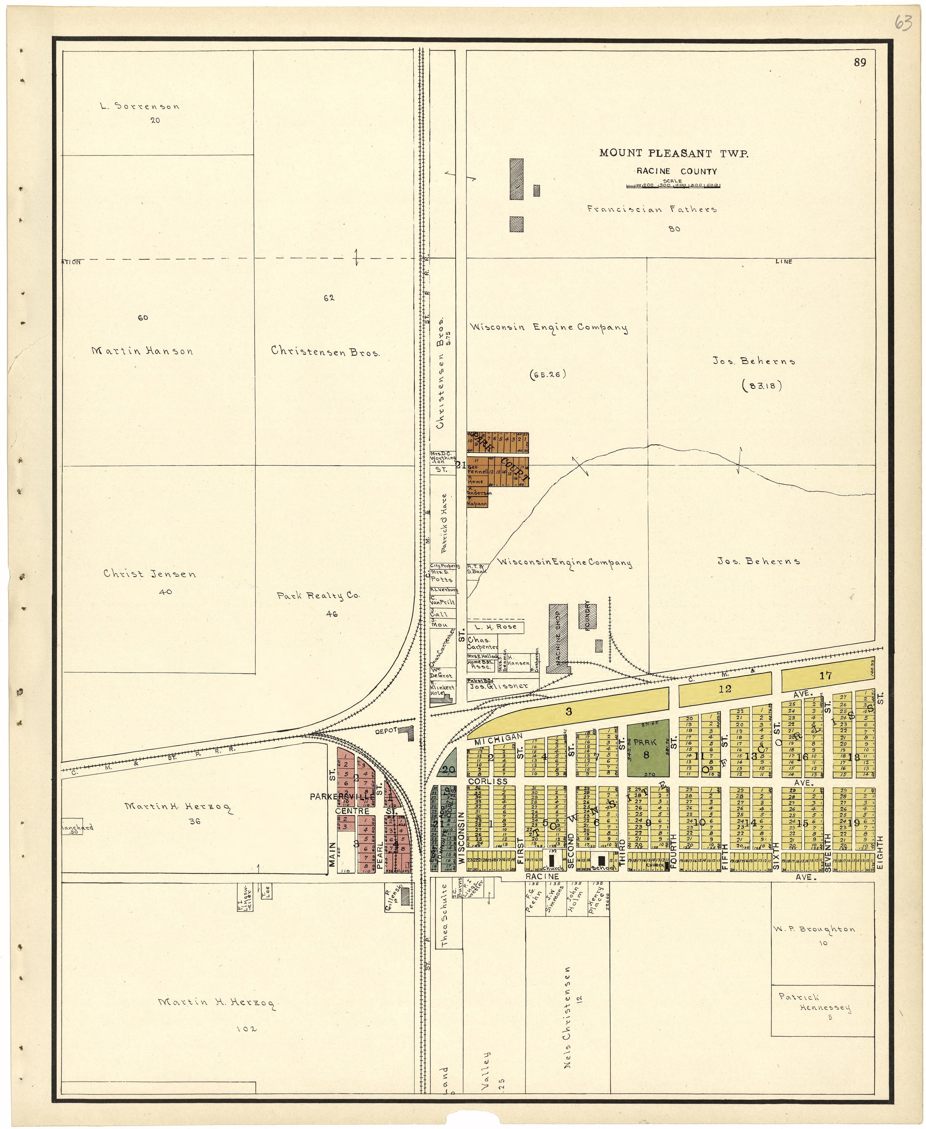 Mount Pleasant Township from Plat Book of Racine and Kenosha Counties, Wisconsin 1924 by Relic Map Company