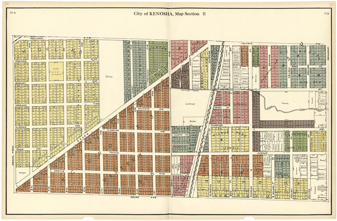 City of Kenosha, Map Section 11 from Plat Book of Racine and Kenosha Counties, Wisconsin 1924 by Relic Map Company