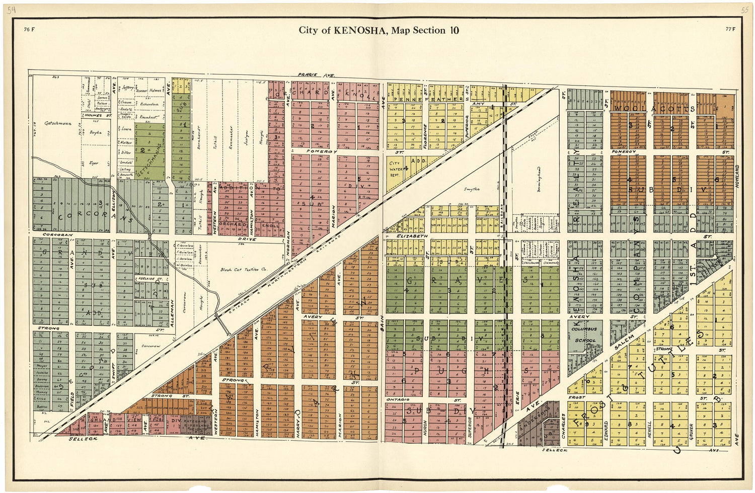 City of Kenosha, Map Section 10 from Plat Book of Racine and Kenosha Counties, Wisconsin 1924 by Relic Map Company