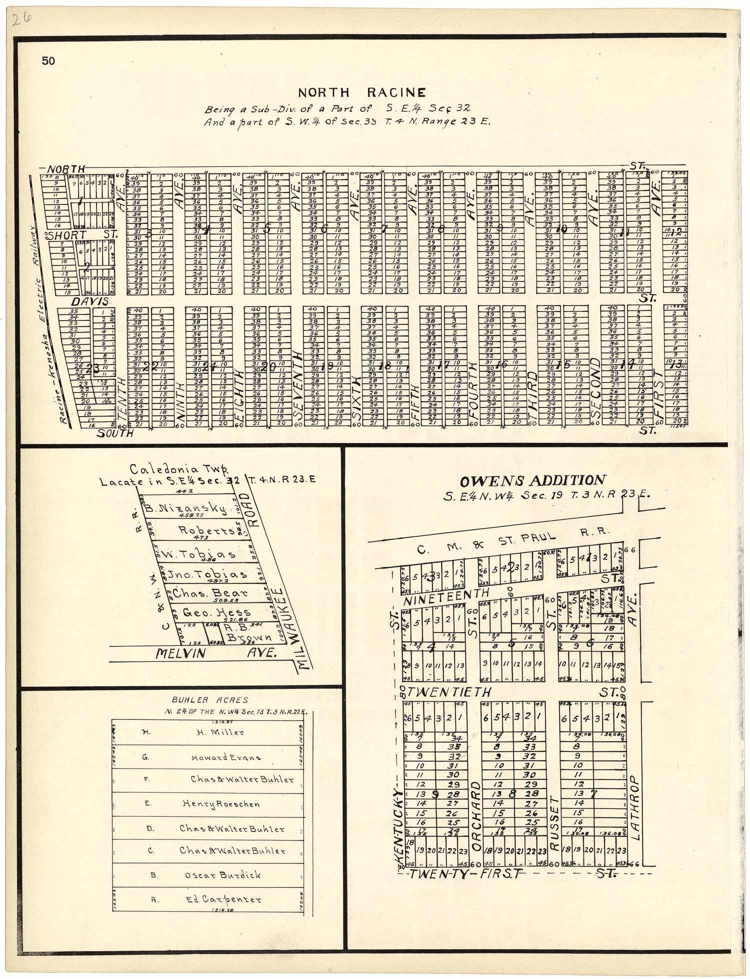 North Racine from Plat Book of Racine and Kenosha Counties, Wisconsin 1924 by Relic Map Company