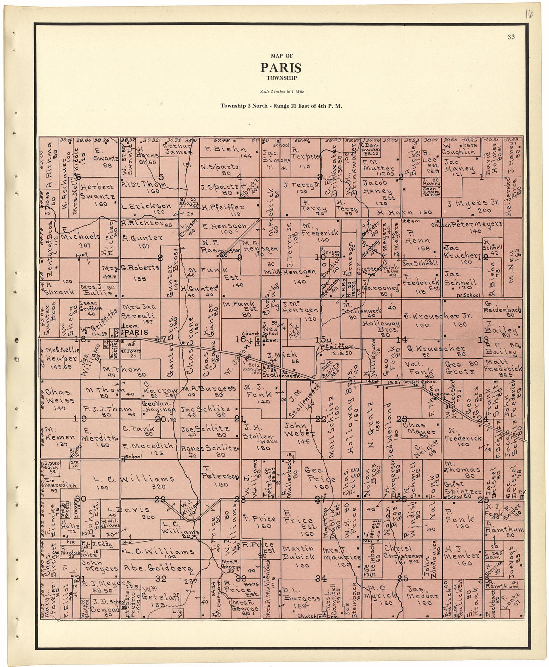 Map of Paris Township from Plat Book of Racine and Kenosha Counties, Wisconsin 1924 by Relic Map Company