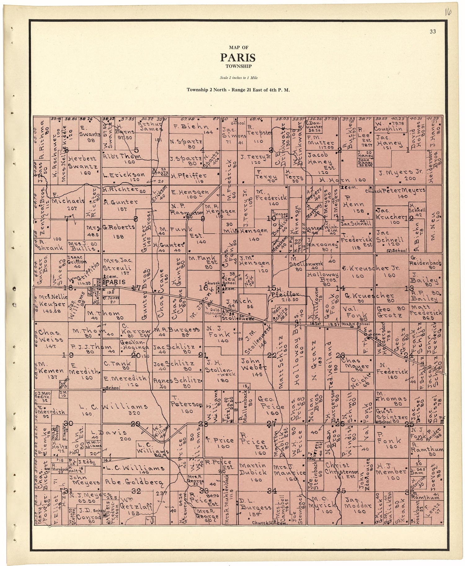 Map of Paris Township from Plat Book of Racine and Kenosha Counties, Wisconsin 1924 by Relic Map Company