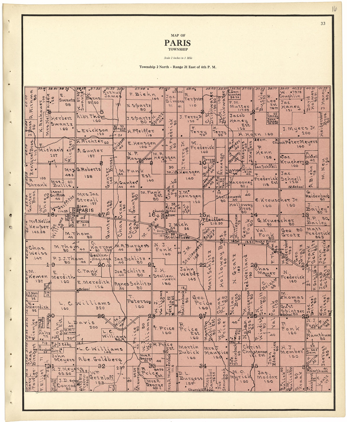 Map of Paris Township from Plat Book of Racine and Kenosha Counties, Wisconsin 1924 by Relic Map Company