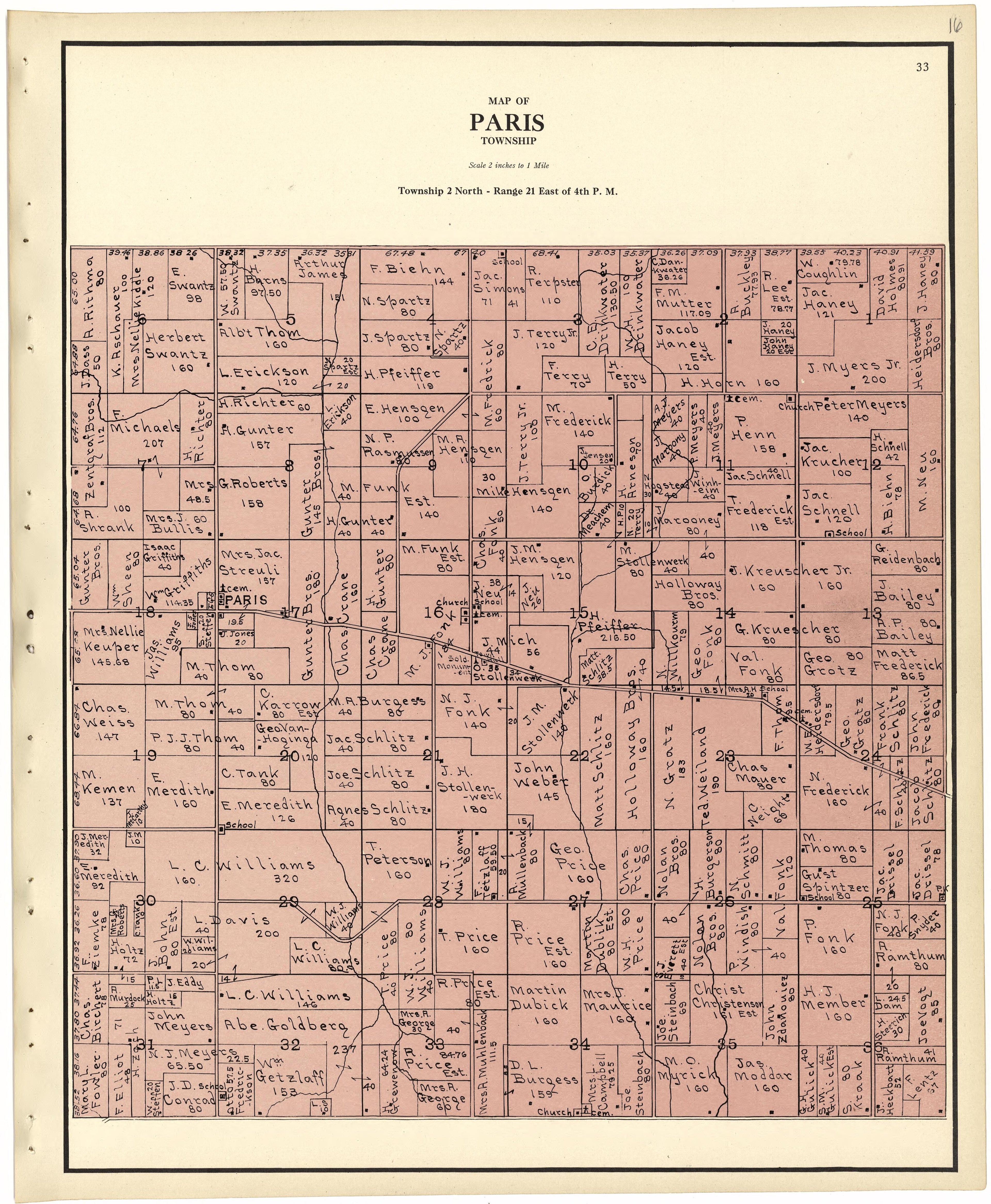 Map of Paris Township from Plat Book of Racine and Kenosha Counties, Wisconsin 1924 by Relic Map Company