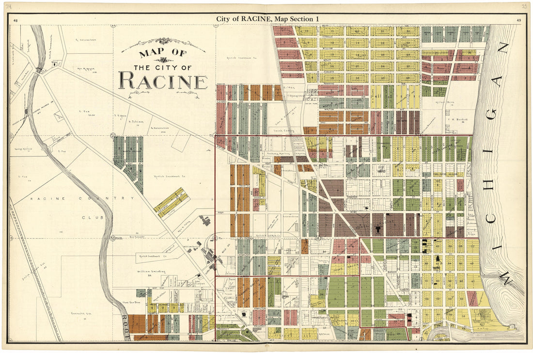 Map of the City of Racine from Plat Book of Racine and Kenosha Counties, Wisconsin 1924 by Relic Map Company
