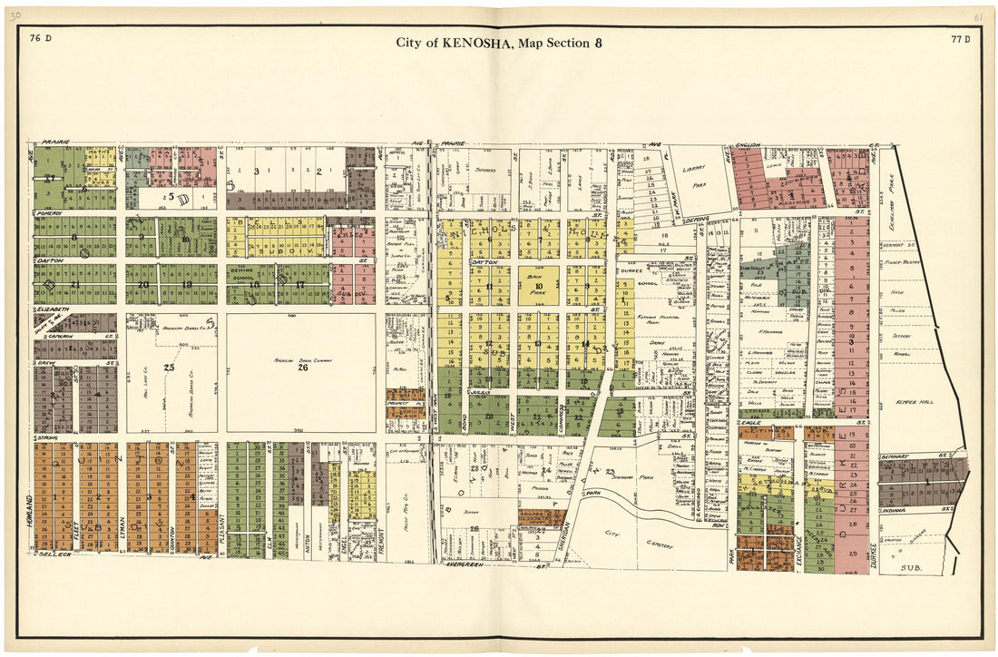 City of Kenosha, Map Section 8 from Plat Book of Racine and Kenosha Counties, Wisconsin 1924 by Relic Map Company