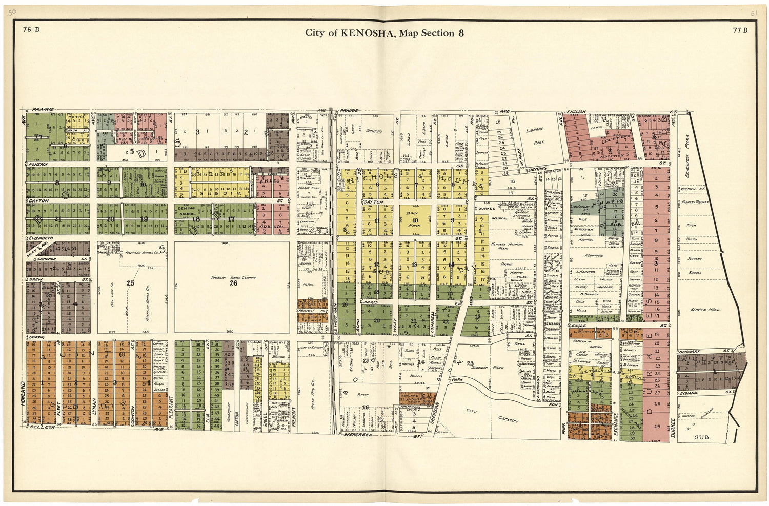 City of Kenosha, Map Section 8 from Plat Book of Racine and Kenosha Counties, Wisconsin 1924 by Relic Map Company