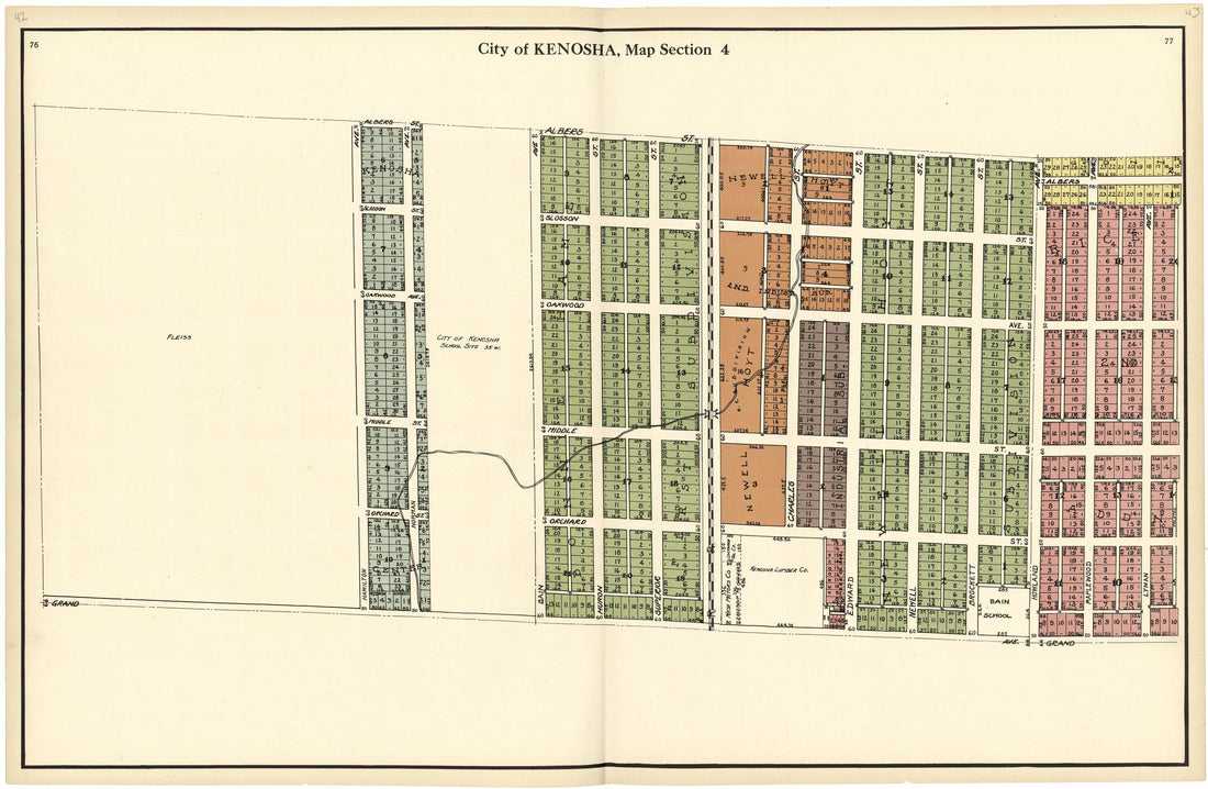 City of Kenosha, Map Section 4 from Plat Book of Racine and Kenosha Counties, Wisconsin 1924 by Relic Map Company