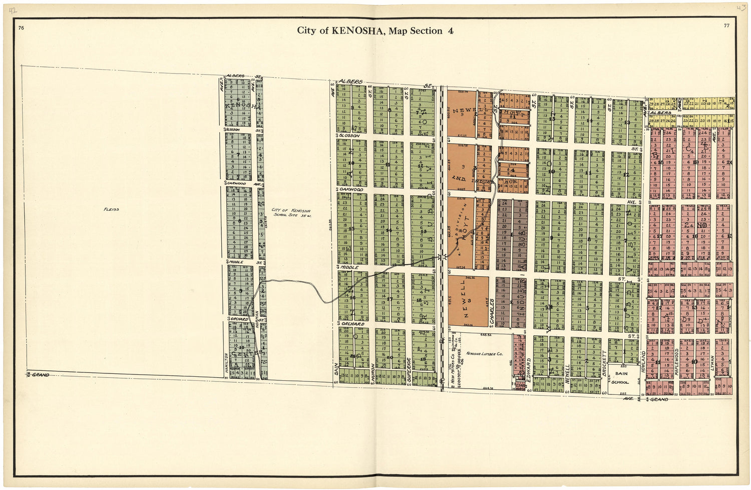 City of Kenosha, Map Section 4 from Plat Book of Racine and Kenosha Counties, Wisconsin 1924 by Relic Map Company