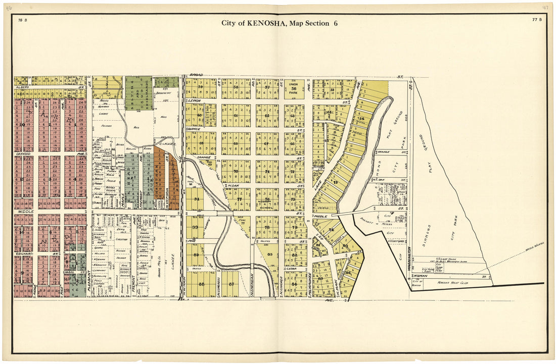City of Kenosha, Map Section 6 from Plat Book of Racine and Kenosha Counties, Wisconsin 1924 by Relic Map Company