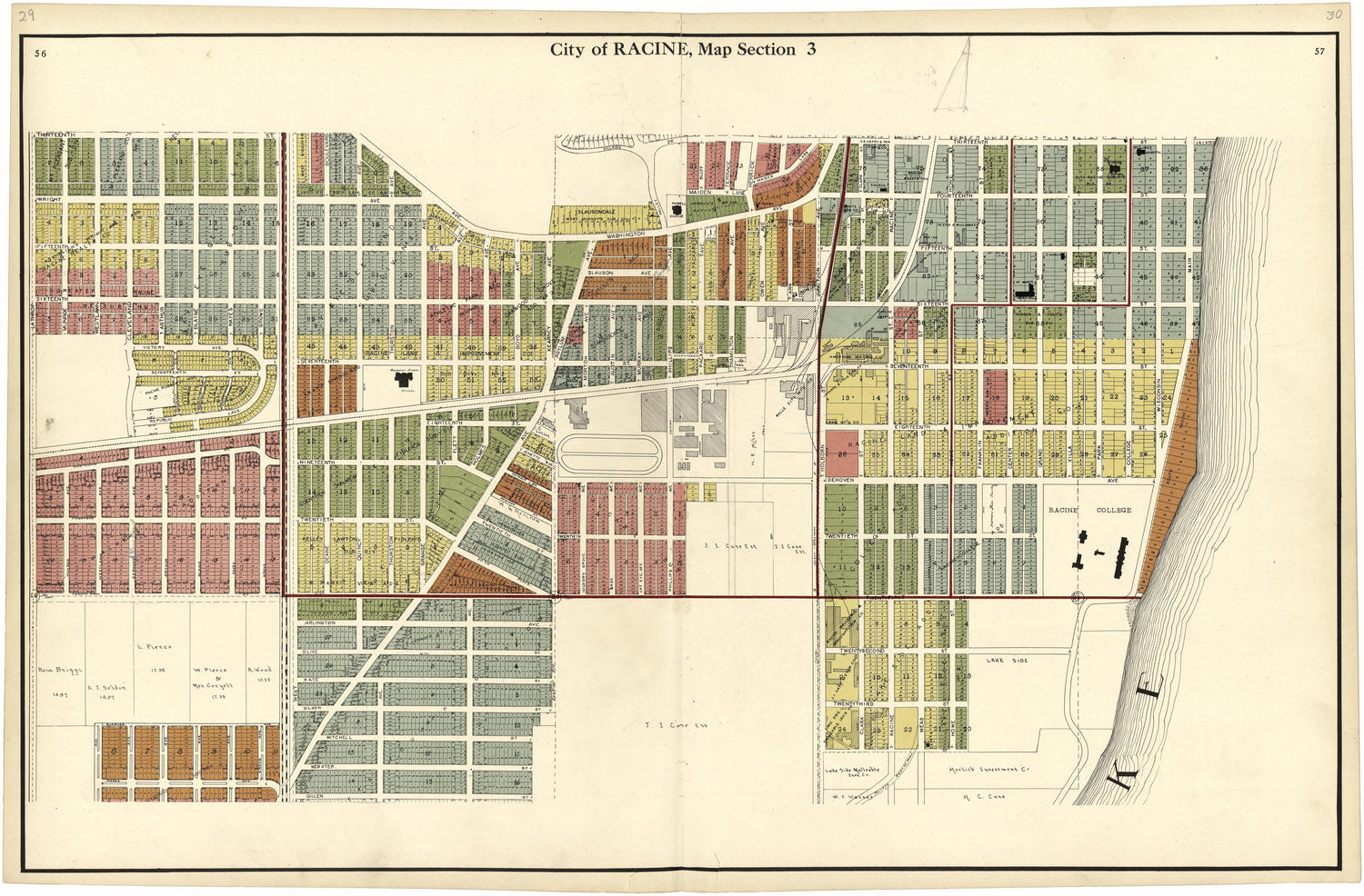 City of Racine, Map Section 3 from Plat Book of Racine and Kenosha Counties, Wisconsin 1924 by Relic Map Company