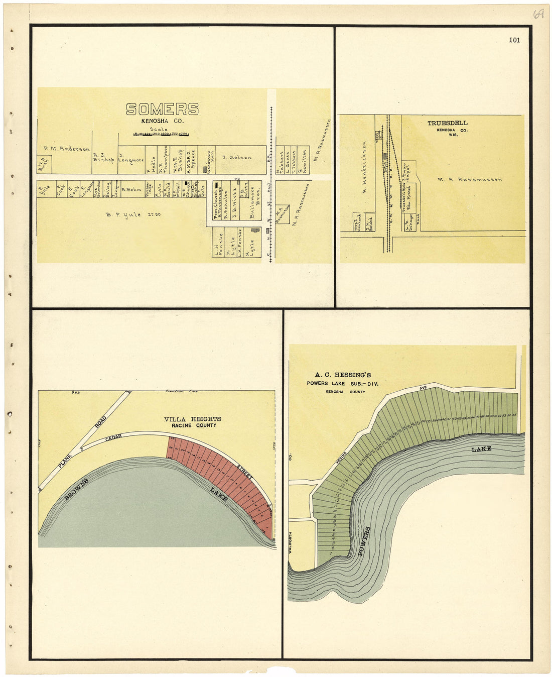 Somers from Plat Book of Racine and Kenosha Counties, Wisconsin 1924 by Relic Map Company