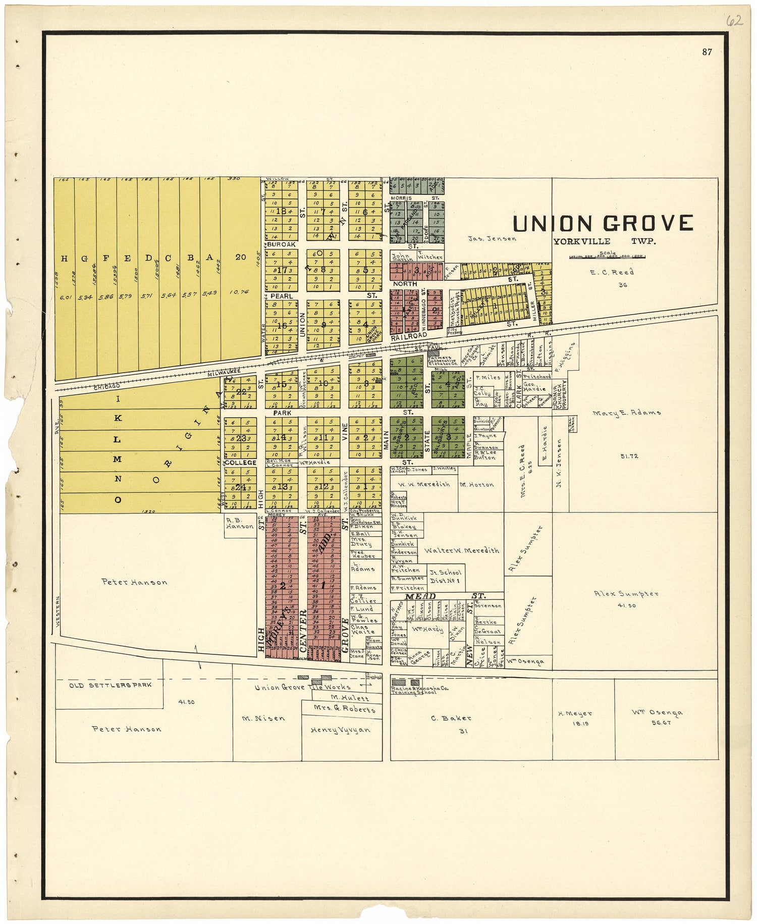 Union Grove from Plat Book of Racine and Kenosha Counties, Wisconsin 1924 by Relic Map Company