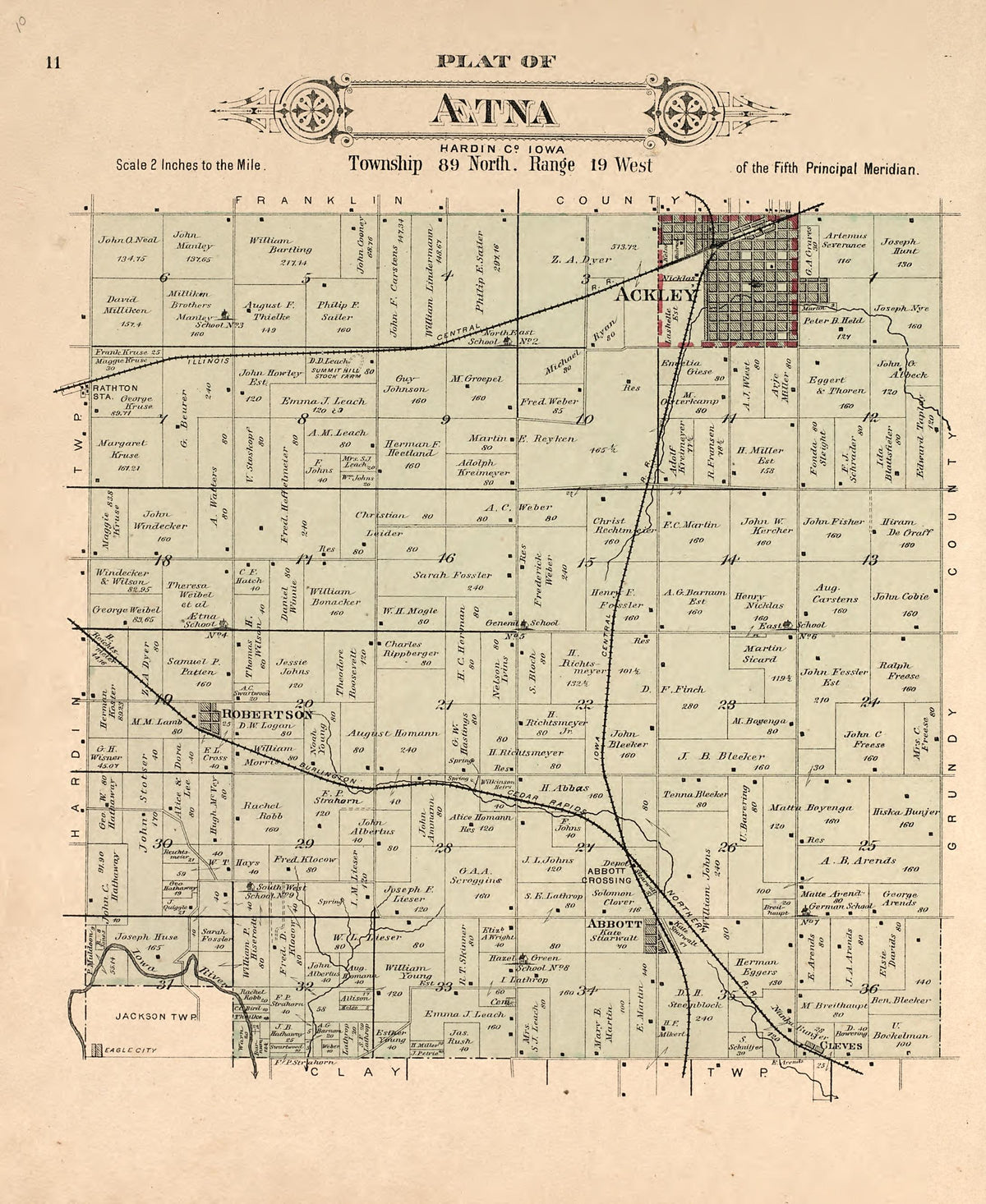 Map of Aetna from Plat Book of Hardin County, Iowa : Drawn from Actual Surveys &amp; County Records 1892 by Relic Map Company