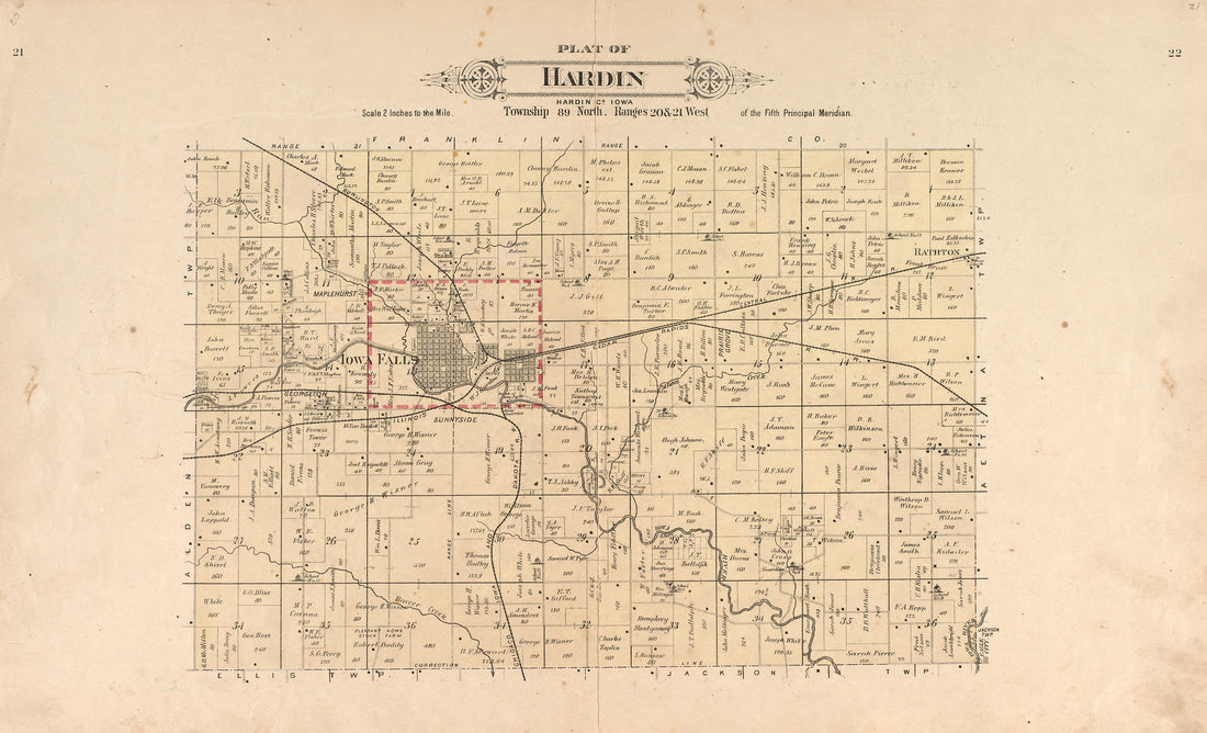 This old map of Hardin County, Iowa,  was created by Balliet &amp; Volk|Bourquin, F. (Frederick)|North West Publishing Co in 1892