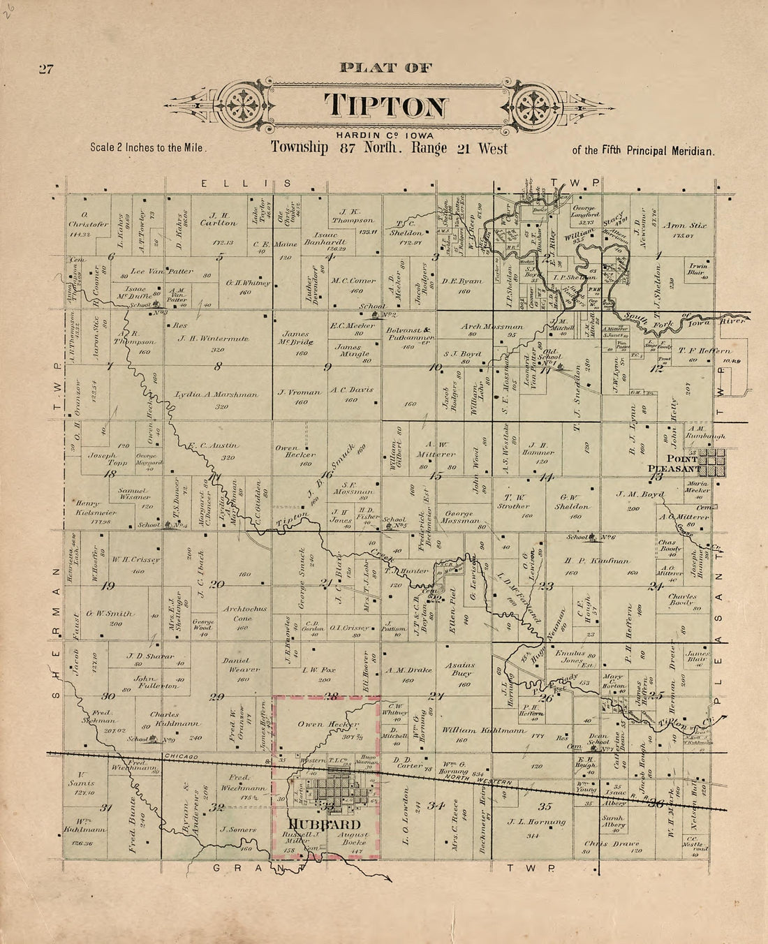 This old map of Hardin County, Iowa,  was created by Balliet &amp; Volk|Bourquin, F. (Frederick)|North West Publishing Co in 1892