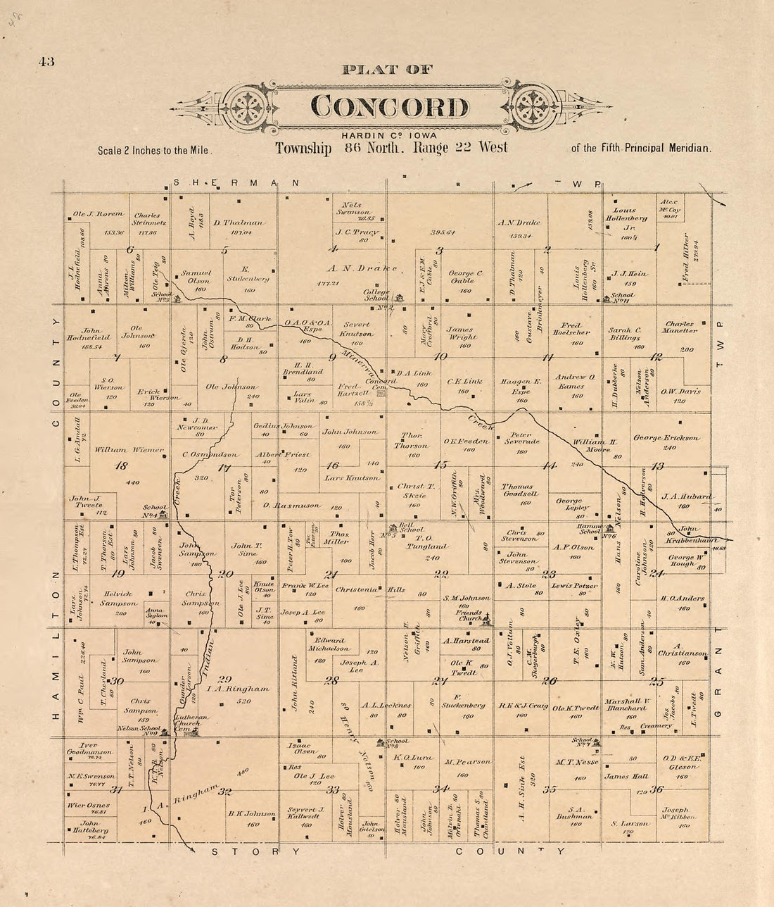 This old map of Hardin County, Iowa,  was created by Balliet &amp; Volk|Bourquin, F. (Frederick)|North West Publishing Co in 1892