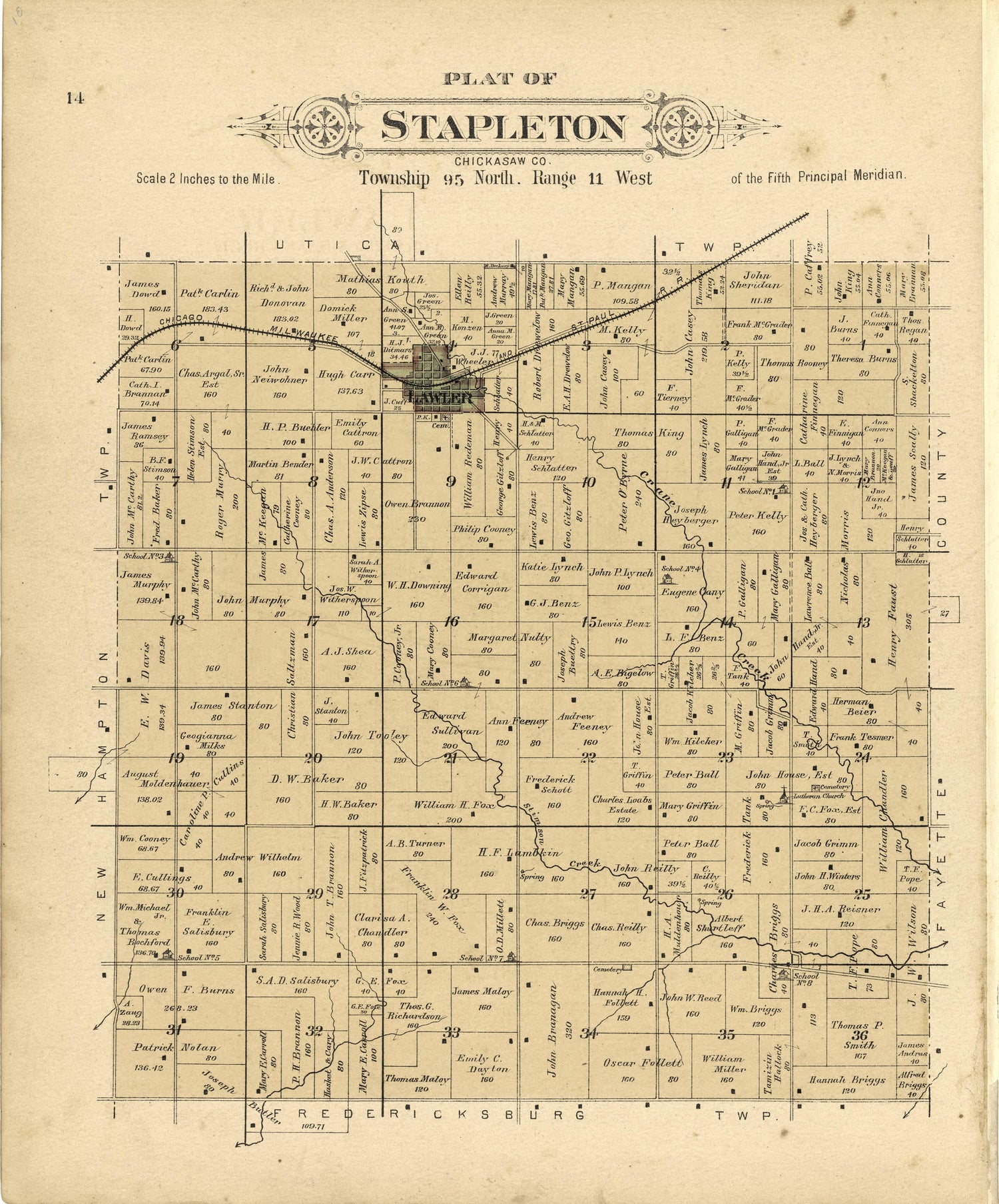 This old map of Chickasaw County, Iowa,  was created by Balliet &amp; Volk|Bourquin, F. (Frederick)|North West Publishing Co in 1892