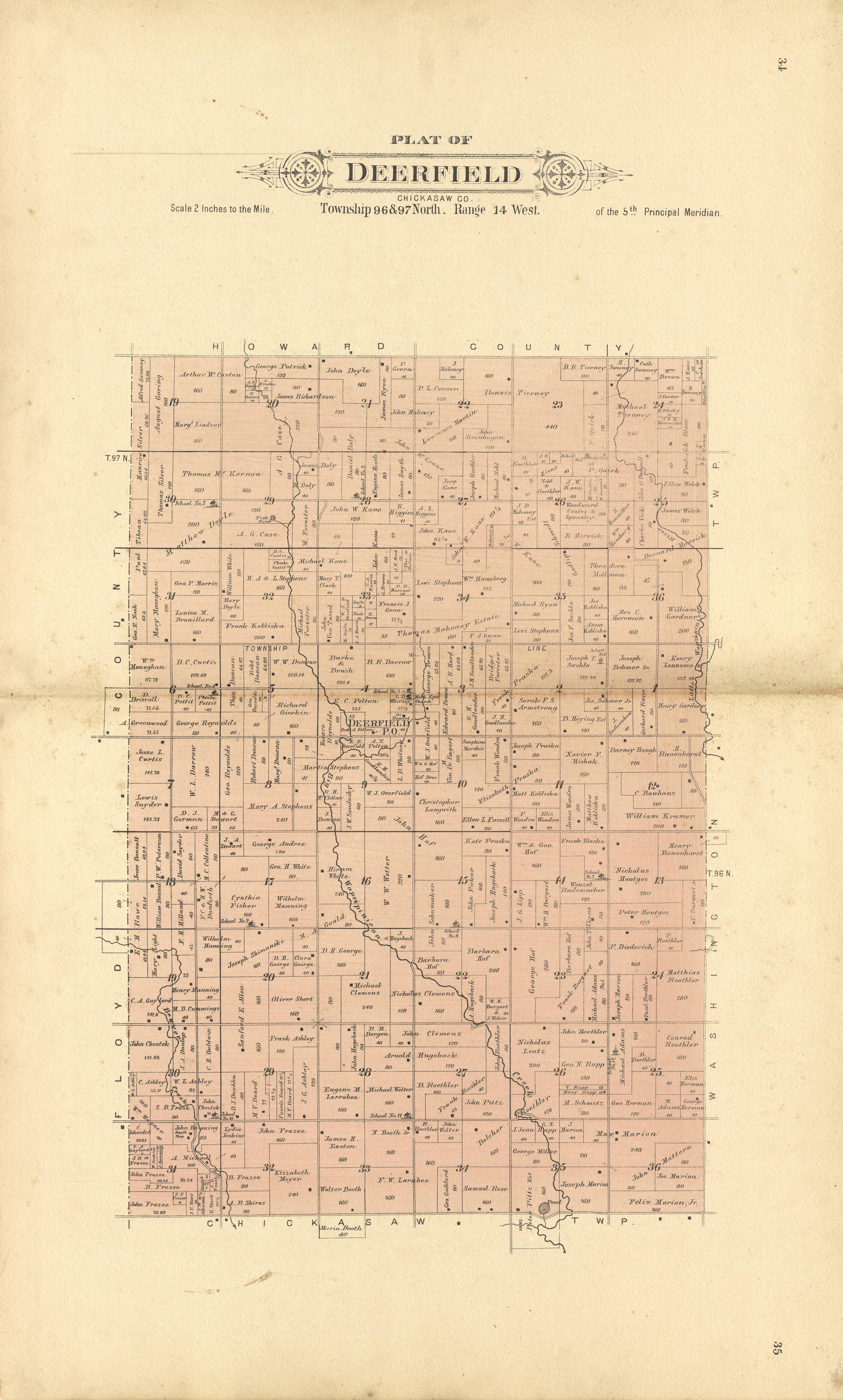This old map of Chickasaw County, Iowa,  was created by Balliet &amp; Volk|Bourquin, F. (Frederick)|North West Publishing Co in 1892