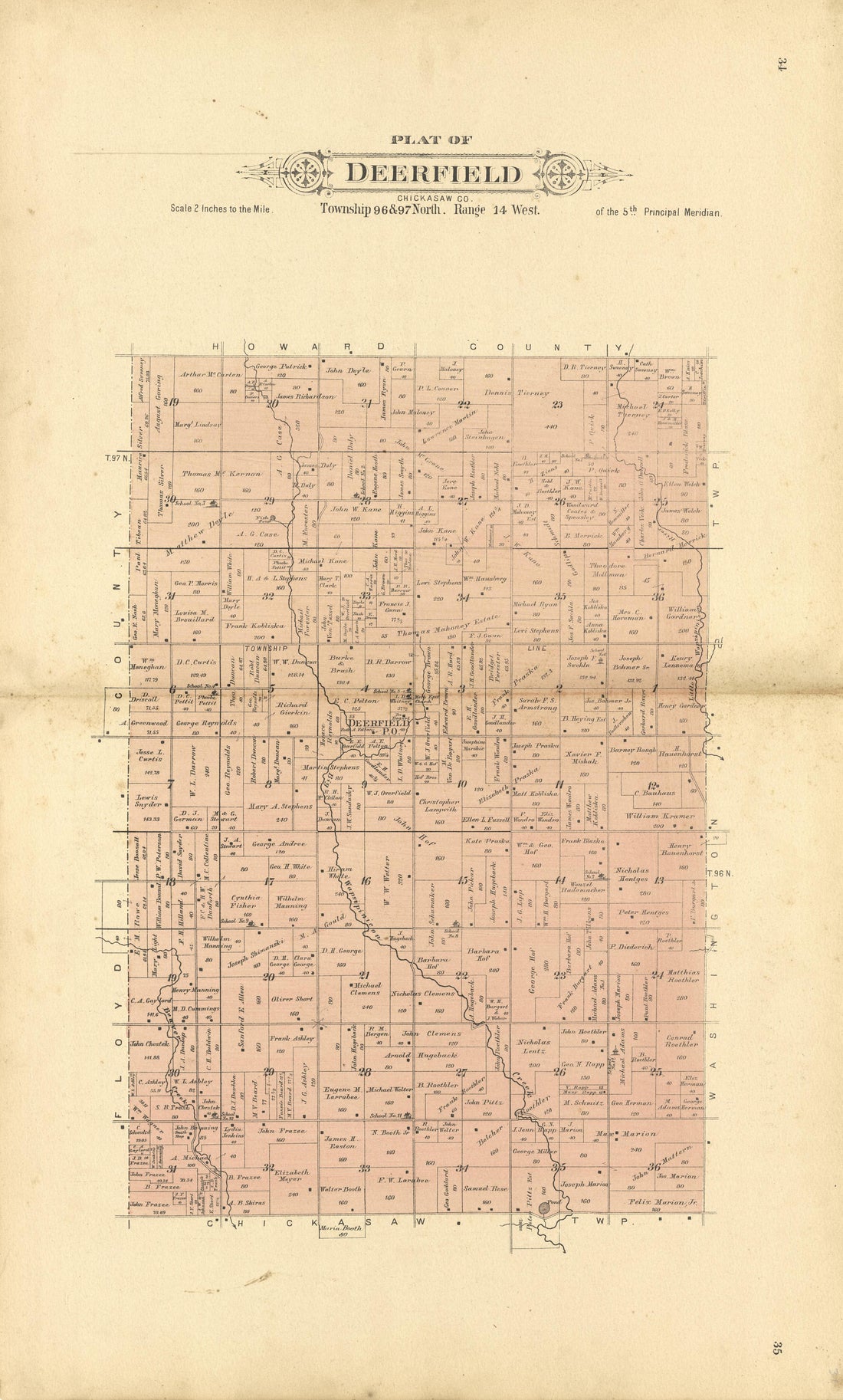 This old map of Chickasaw County, Iowa,  was created by Balliet &amp; Volk|Bourquin, F. (Frederick)|North West Publishing Co in 1892