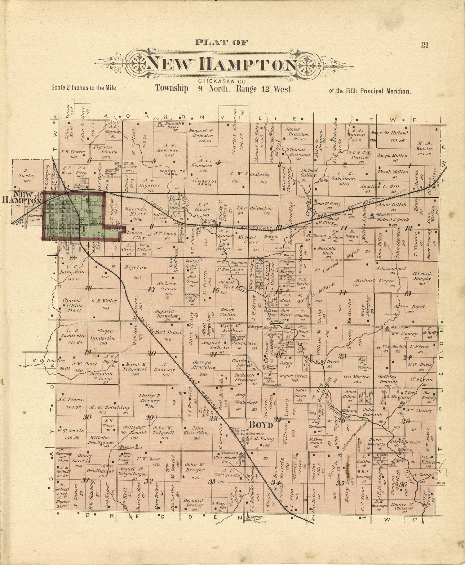 This old map of Chickasaw County, Iowa,  was created by Balliet &amp; Volk|Bourquin, F. (Frederick)|North West Publishing Co in 1892
