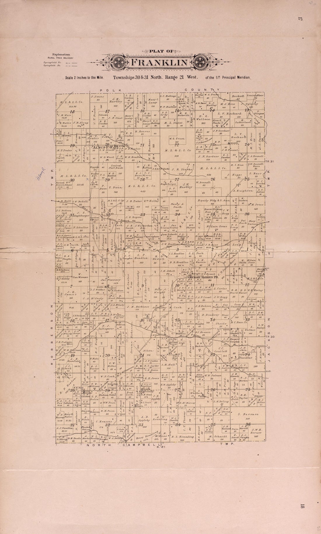 Franklin from Plat Book of Greene County, Missouri : Compiled from County Records and Actual Surveys 1904 by Relic Map Company