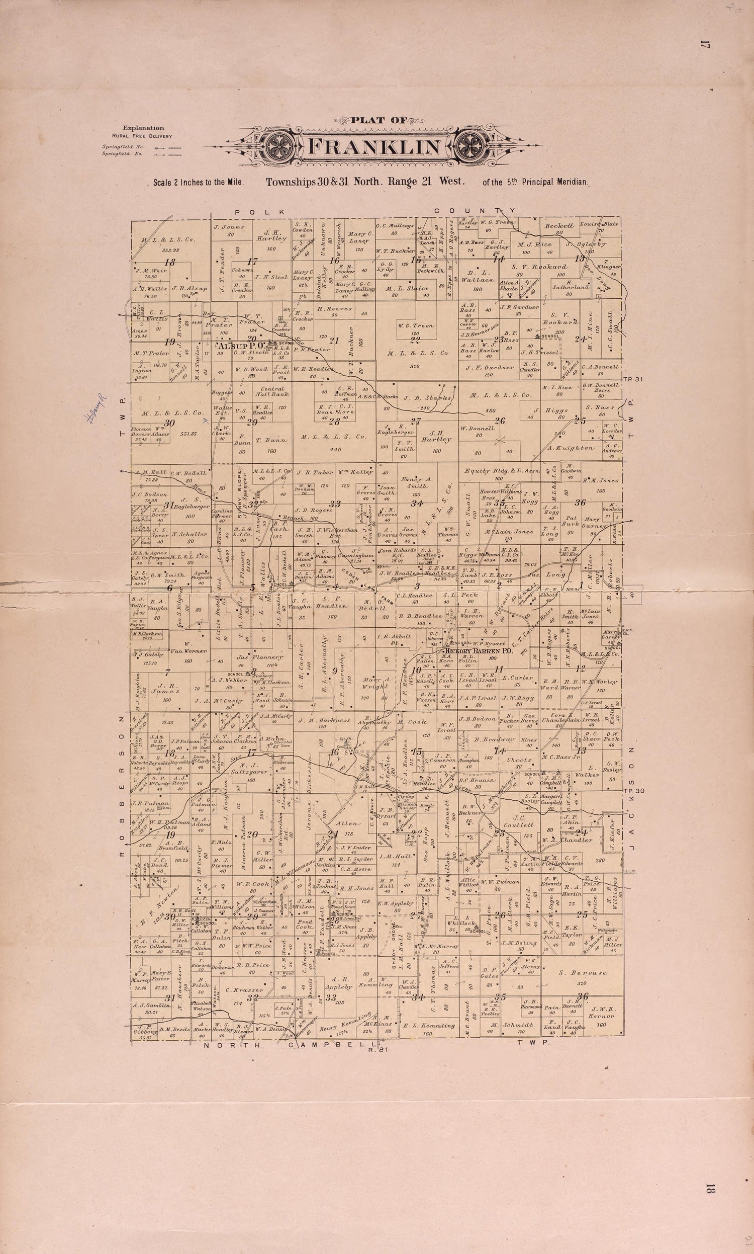 Franklin from Plat Book of Greene County, Missouri : Compiled from County Records and Actual Surveys 1904 by Relic Map Company