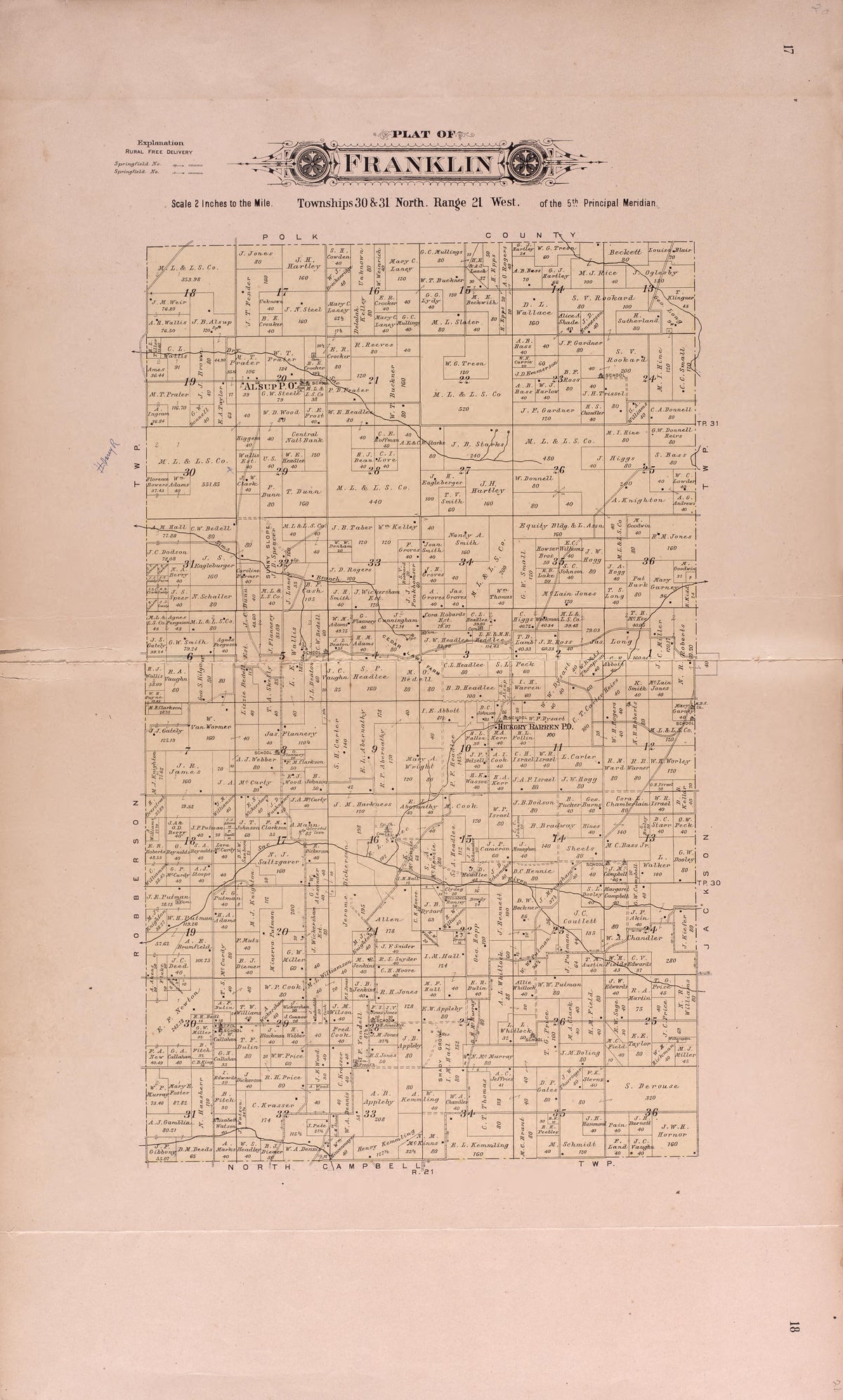 Franklin from Plat Book of Greene County, Missouri : Compiled from County Records and Actual Surveys 1904 by Relic Map Company