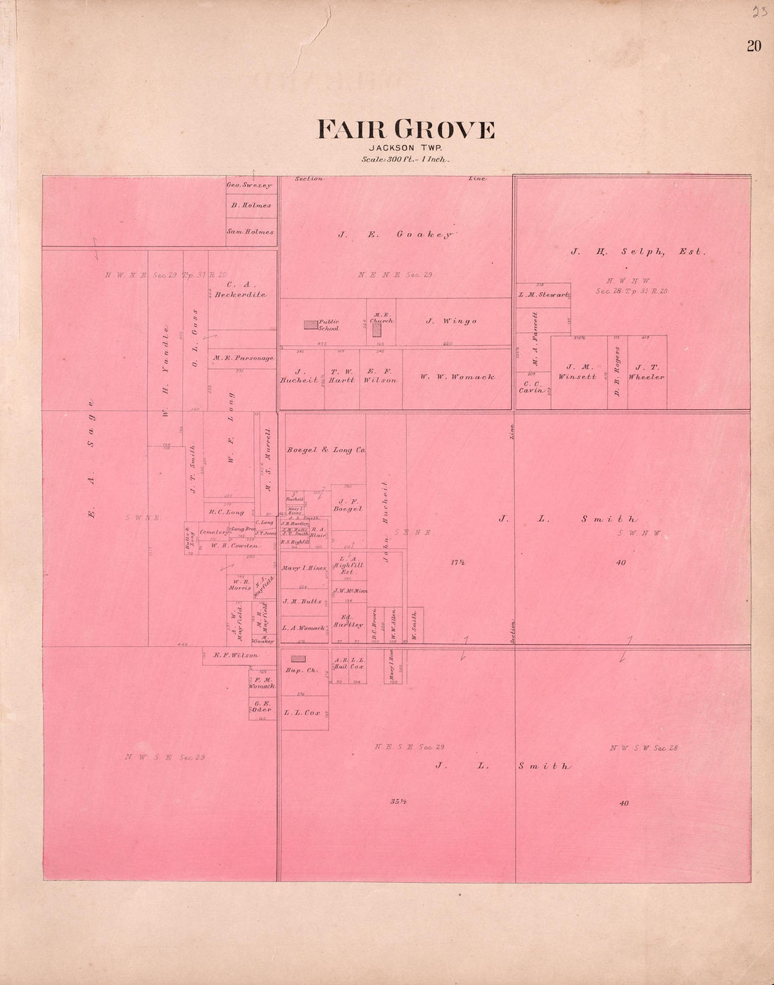 Fair Grove (Jackson Township) from Plat Book of Greene County, Missouri : Compiled from County Records and Actual Surveys 1904 by Relic Map Company
