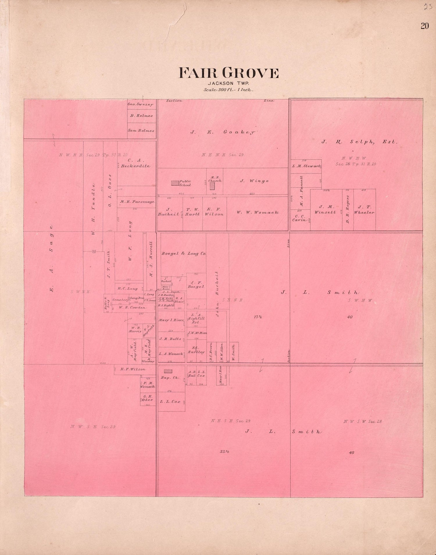Fair Grove (Jackson Township) from Plat Book of Greene County, Missouri : Compiled from County Records and Actual Surveys 1904 by Relic Map Company