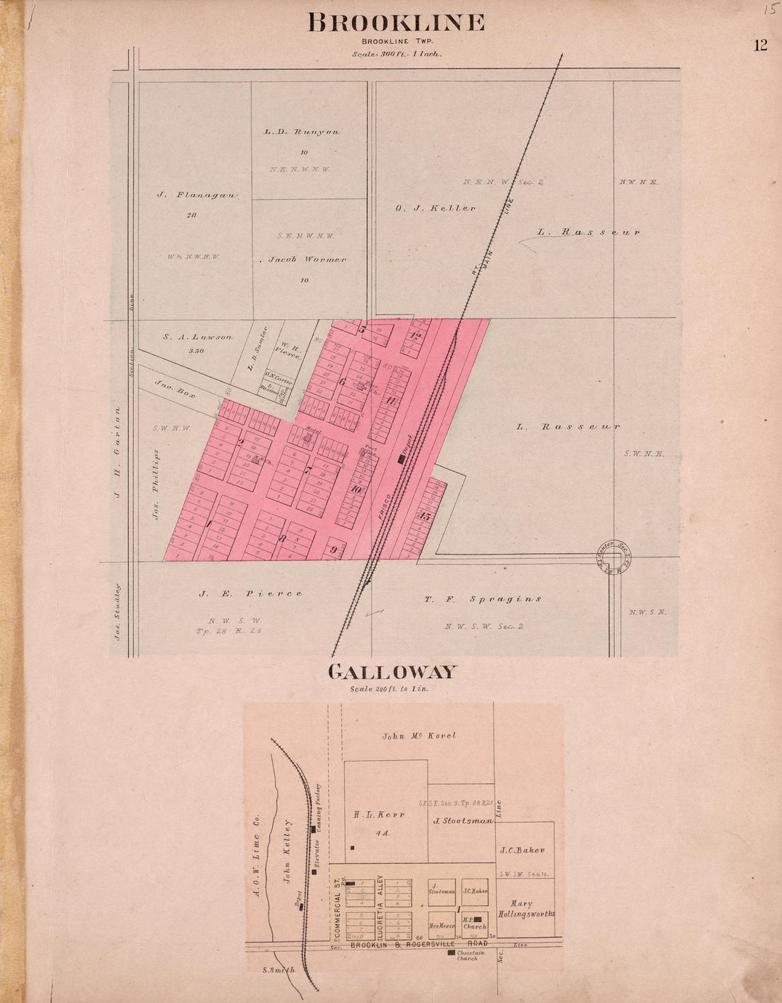 Brookline &amp; Galloway from Plat Book of Greene County, Missouri : Compiled from County Records and Actual Surveys 1904 by Relic Map Company