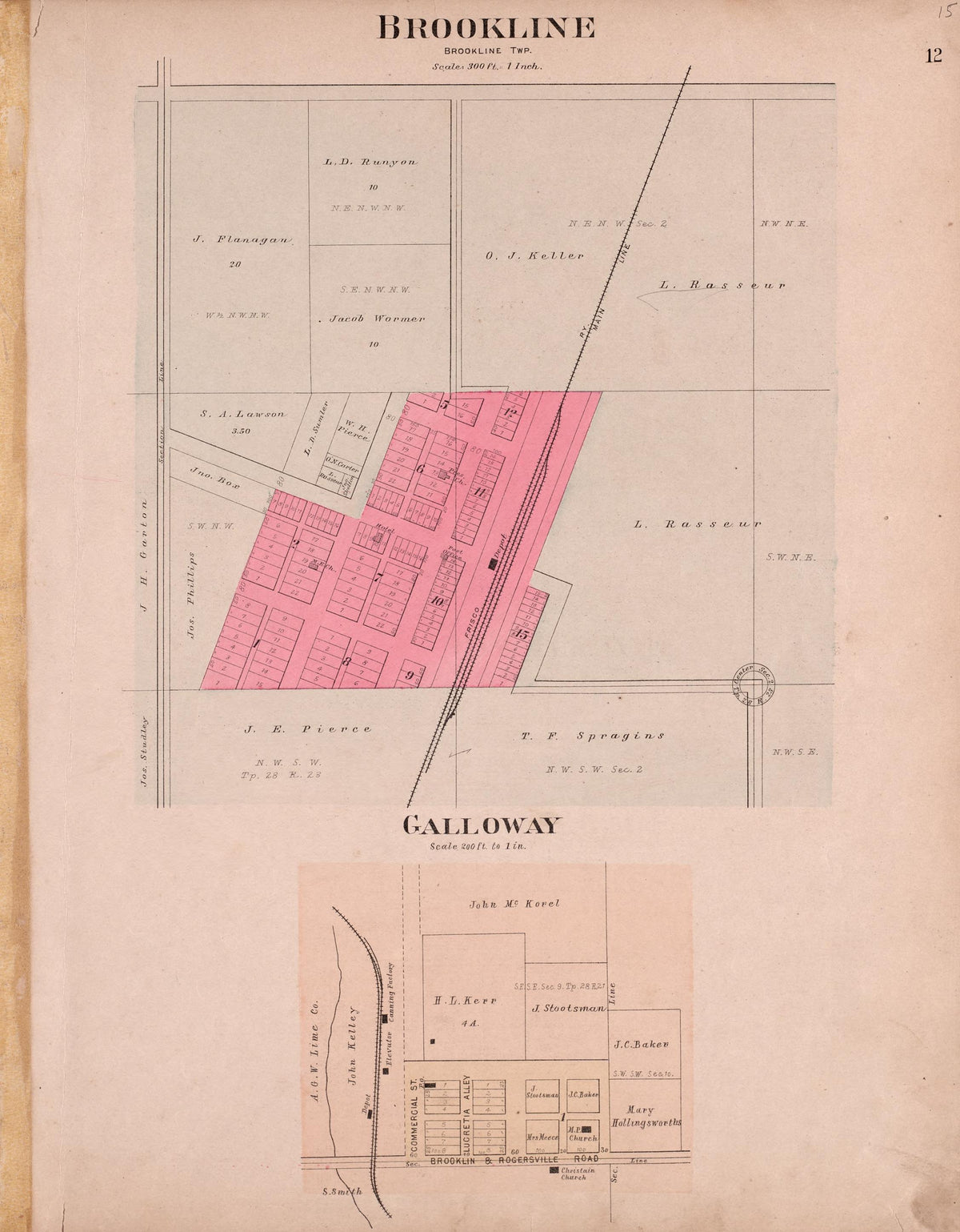 Brookline &amp; Galloway from Plat Book of Greene County, Missouri : Compiled from County Records and Actual Surveys 1904 by Relic Map Company