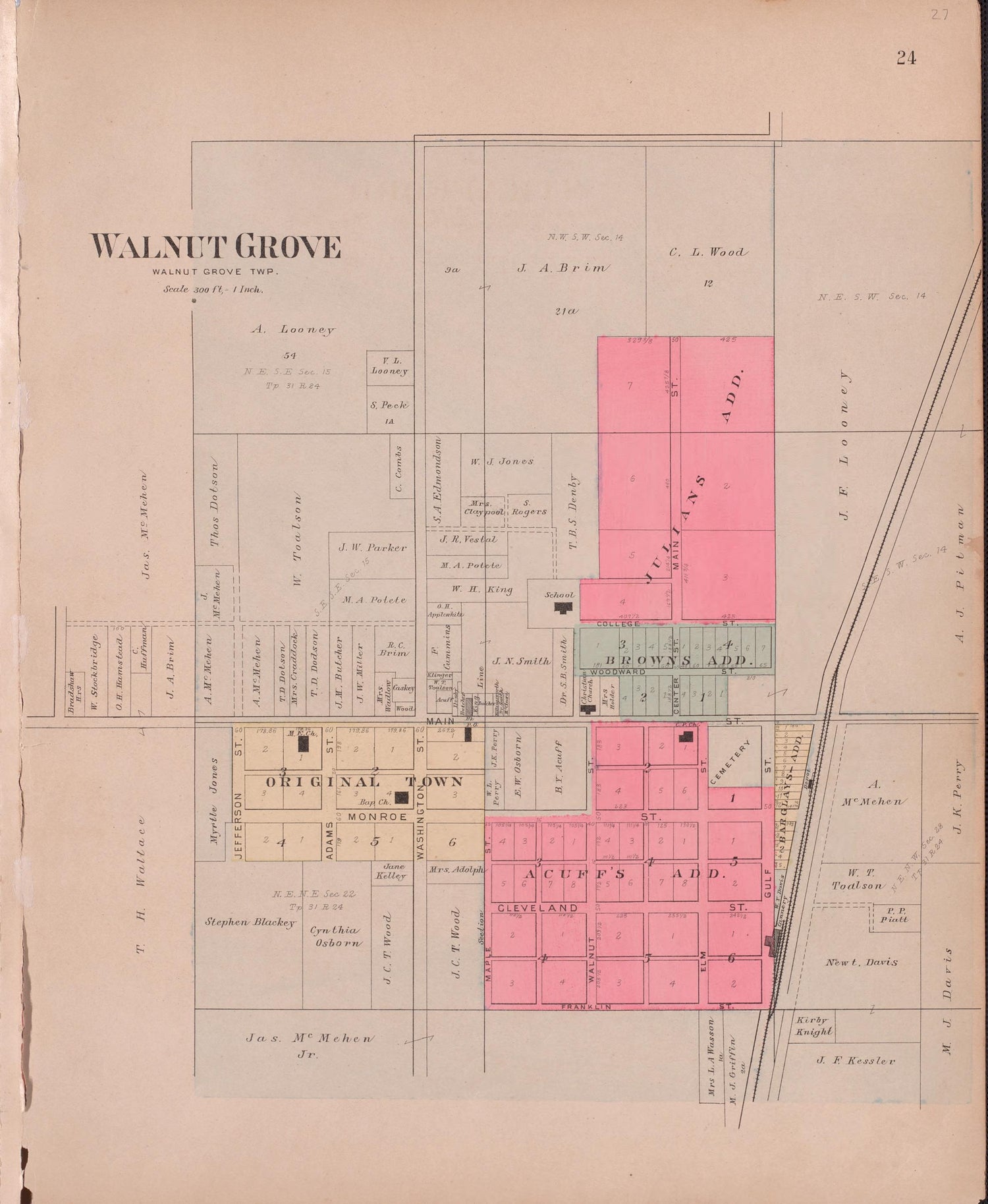 Walnut Grove from Plat Book of Greene County, Missouri : Compiled from County Records and Actual Surveys 1904 by Relic Map Company