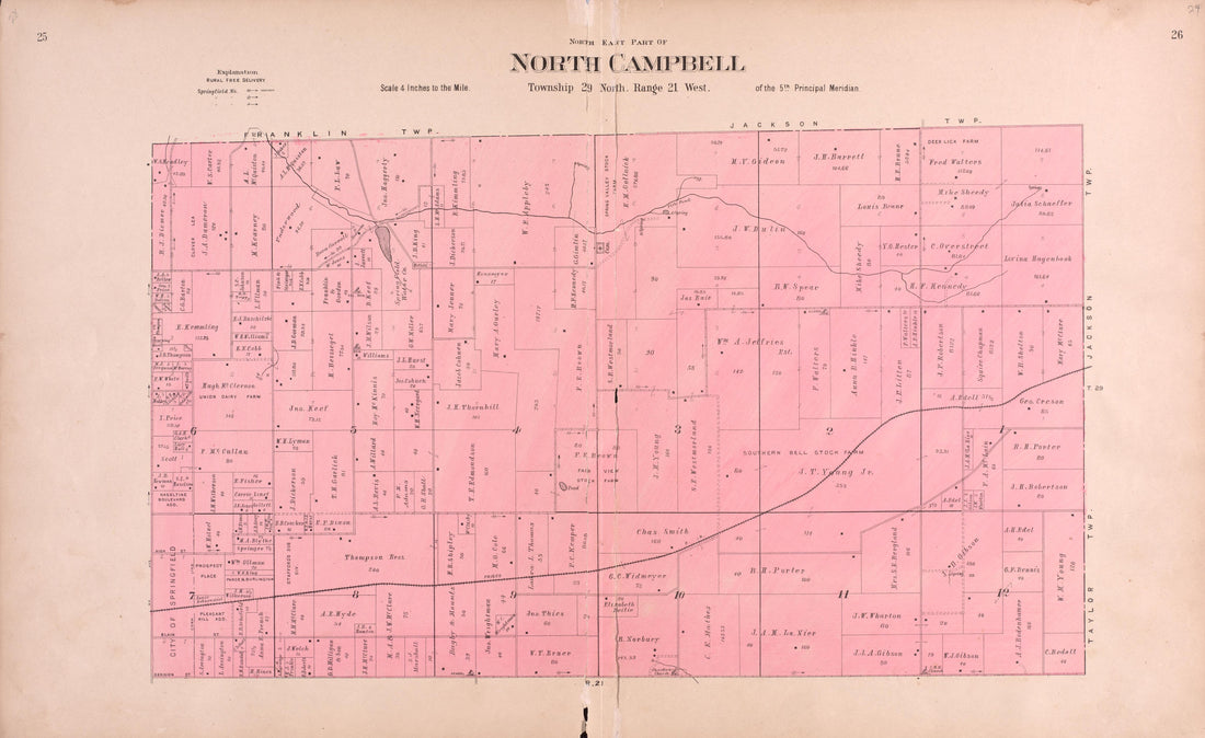 North Campbell from Plat Book of Greene County, Missouri : Compiled from County Records and Actual Surveys 1904 by Relic Map Company