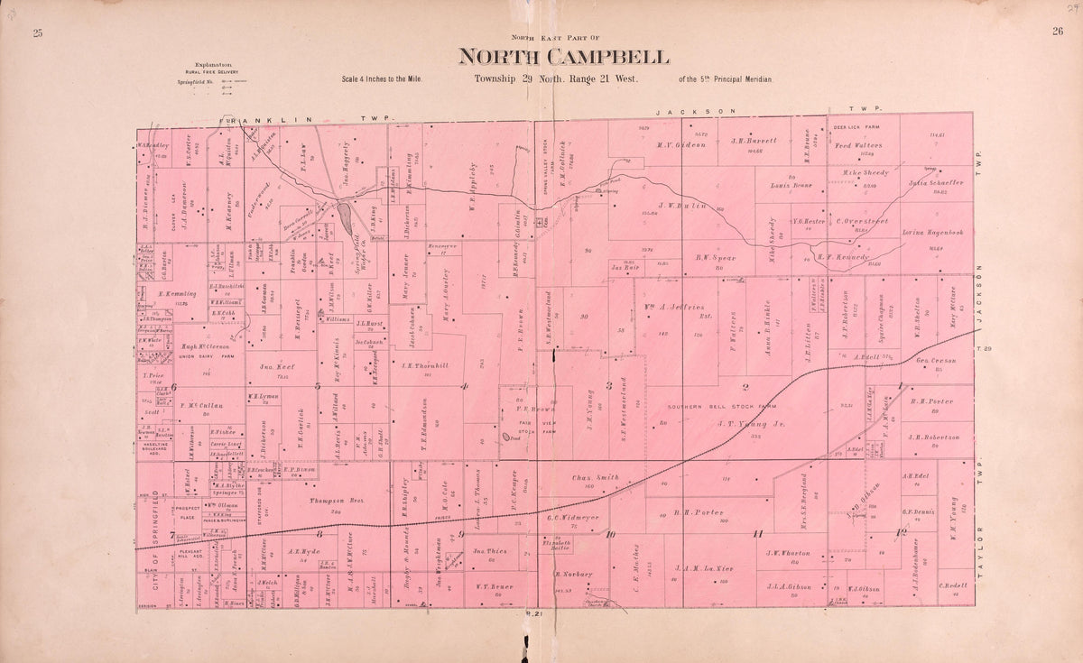 North Campbell from Plat Book of Greene County, Missouri : Compiled from County Records and Actual Surveys 1904 by Relic Map Company