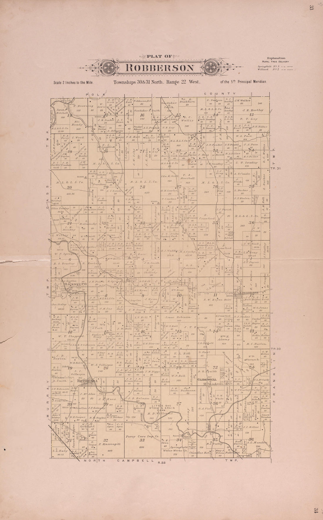 Robberson from Plat Book of Greene County, Missouri : Compiled from County Records and Actual Surveys 1904 by Relic Map Company