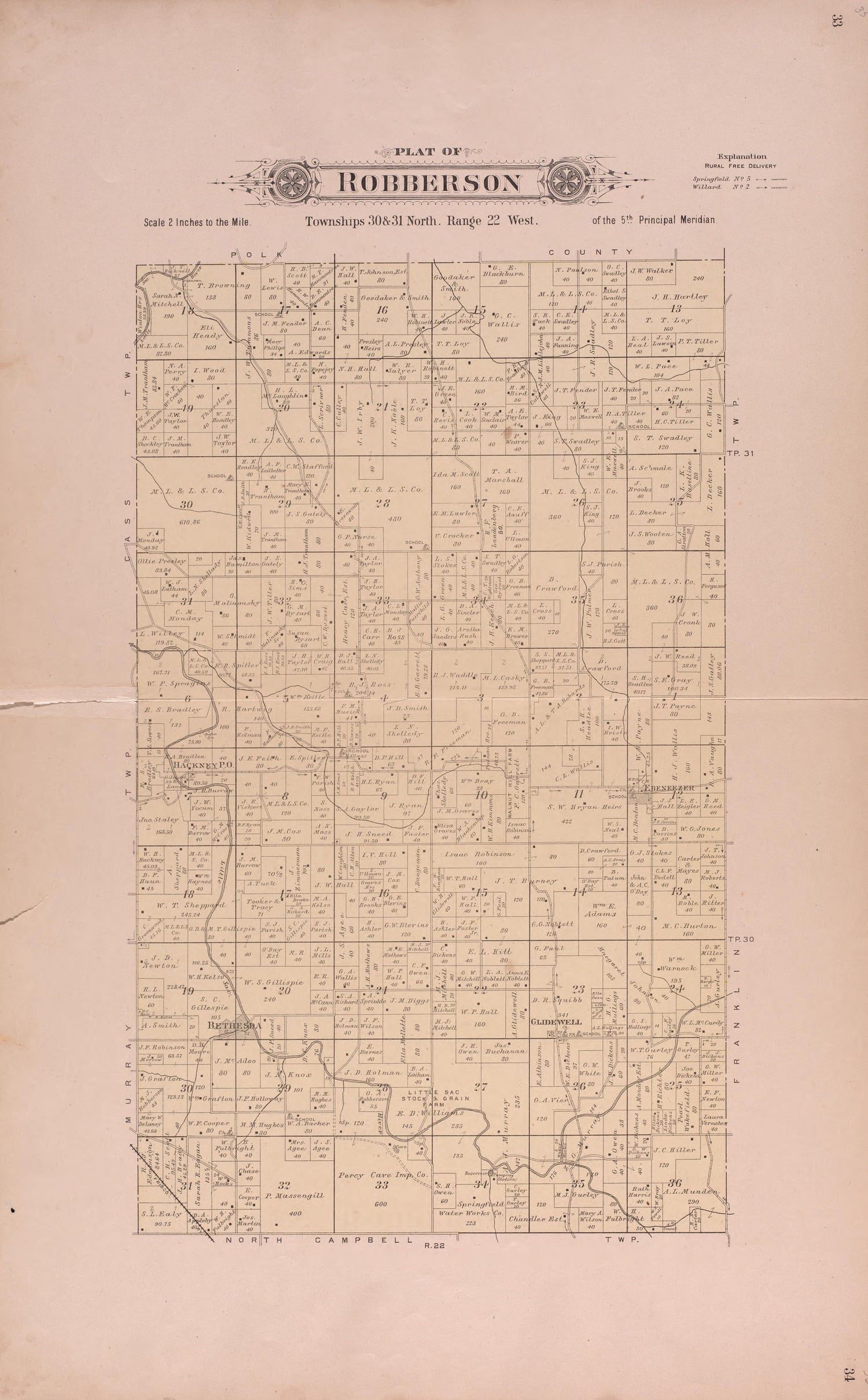 Robberson from Plat Book of Greene County, Missouri : Compiled from County Records and Actual Surveys 1904 by Relic Map Company