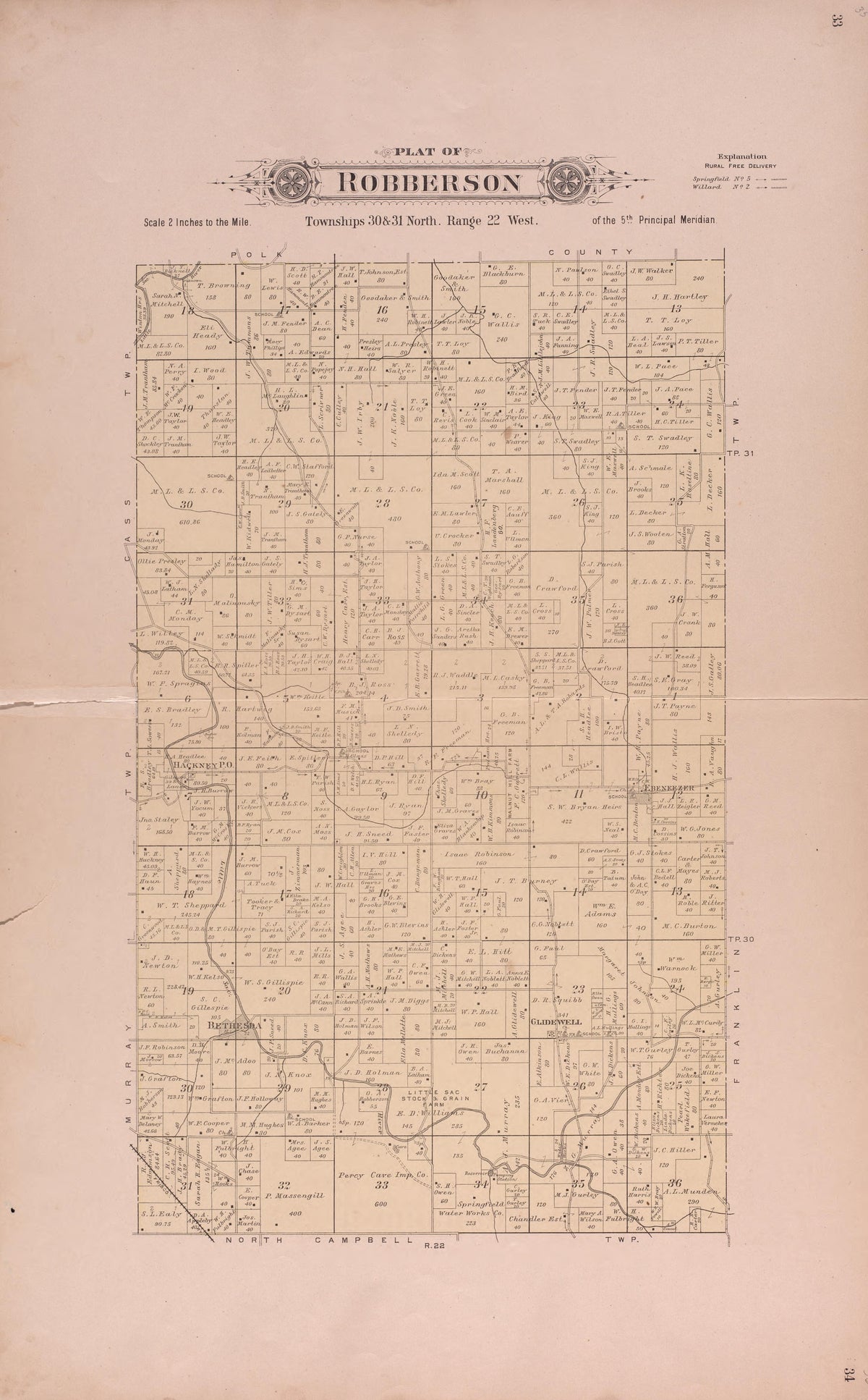 Robberson from Plat Book of Greene County, Missouri : Compiled from County Records and Actual Surveys 1904 by Relic Map Company
