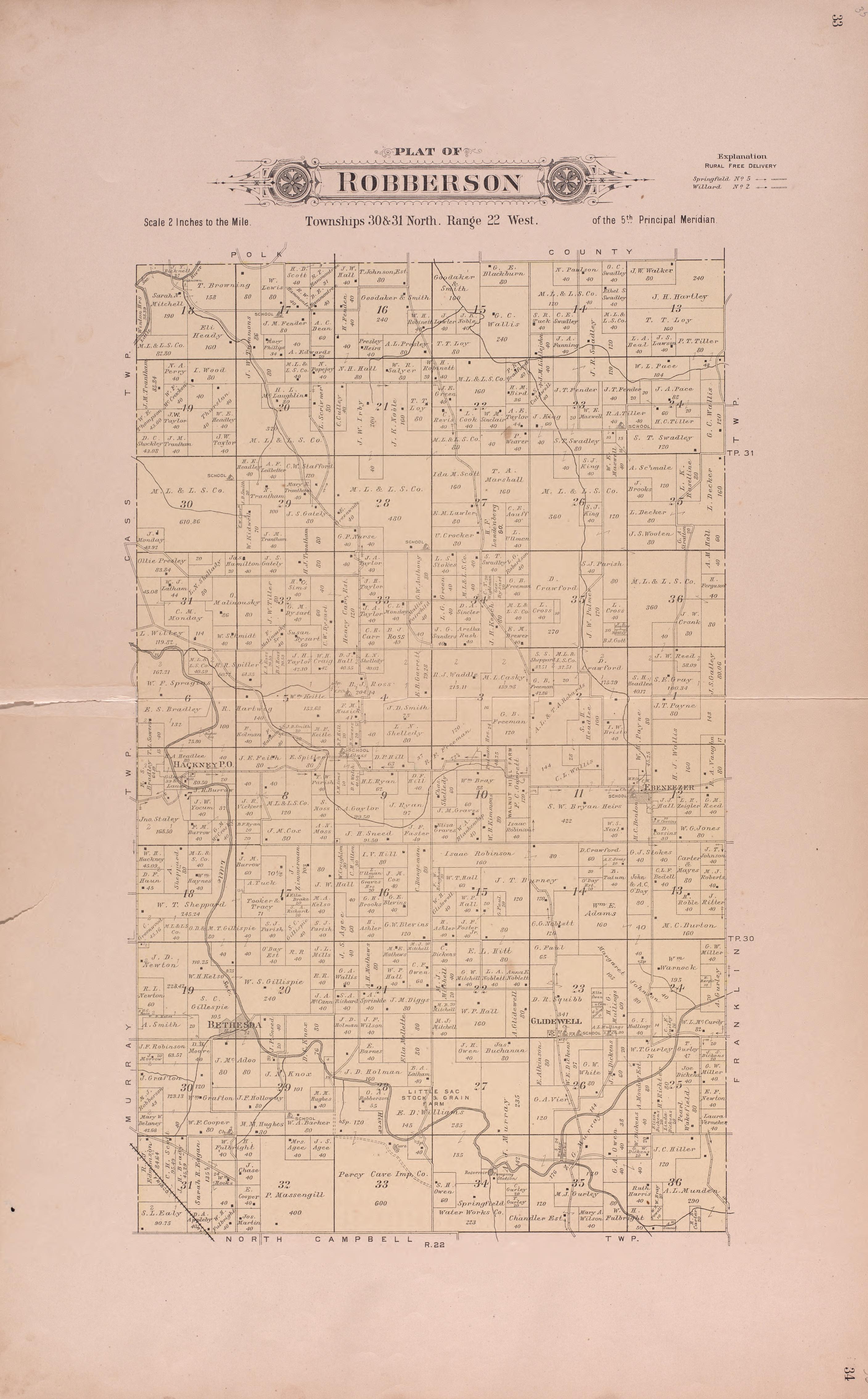 Robberson from Plat Book of Greene County, Missouri : Compiled from County Records and Actual Surveys 1904 by Relic Map Company