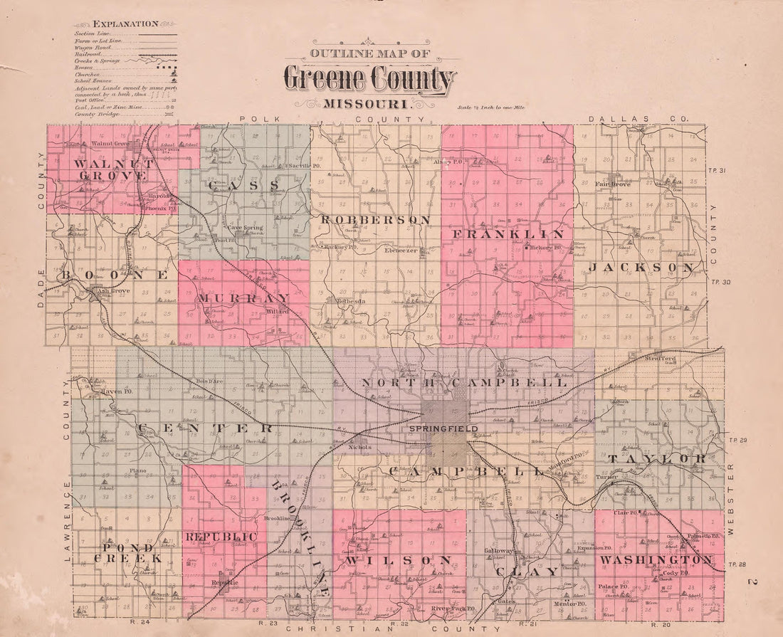 Greene County from Plat Book of Greene County, Missouri : Compiled from County Records and Actual Surveys 1904 by Relic Map Company