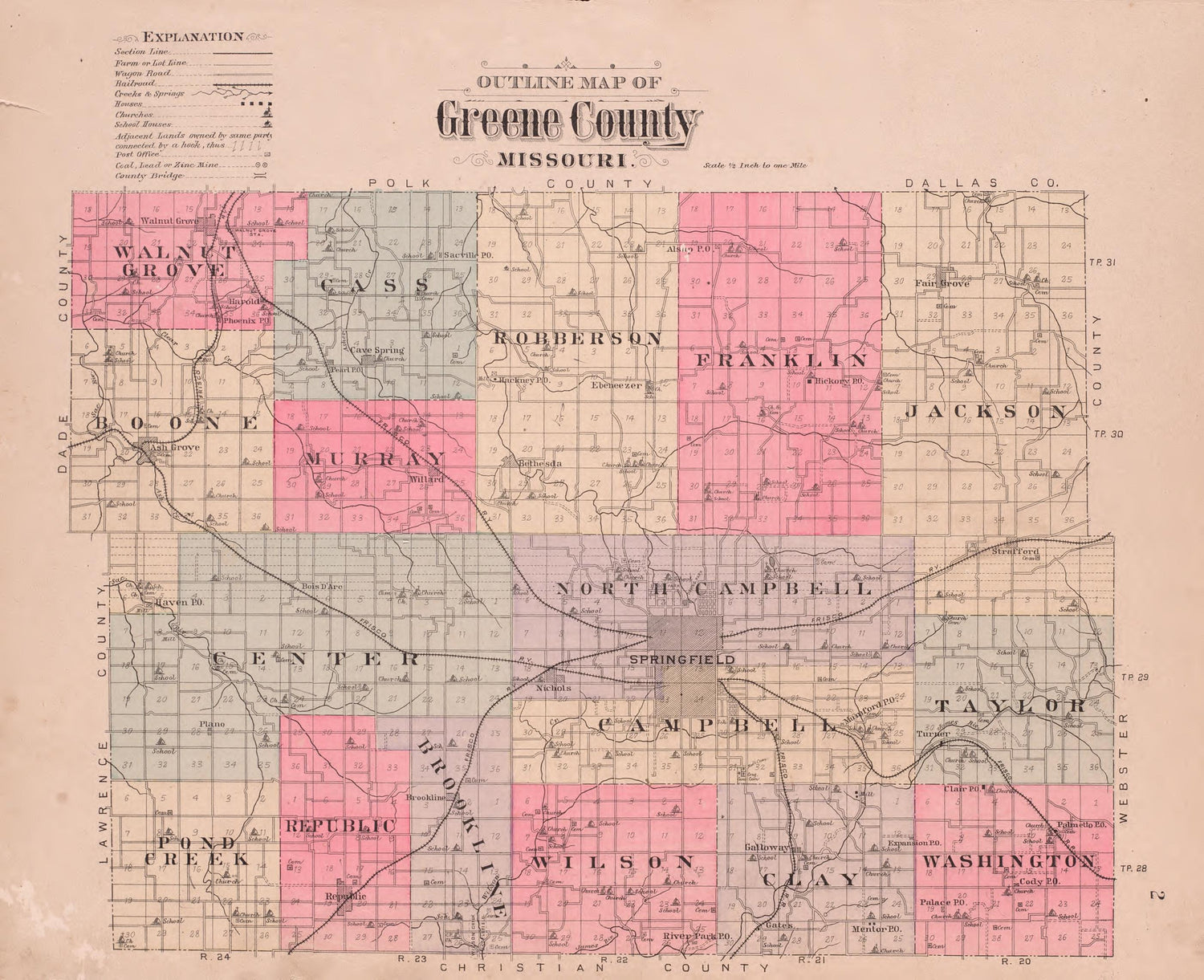 Greene County from Plat Book of Greene County, Missouri : Compiled from County Records and Actual Surveys 1904 by Relic Map Company