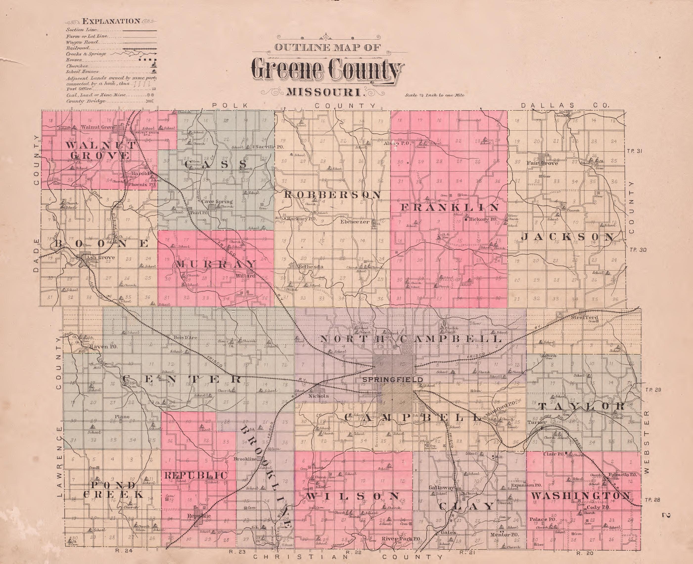 Greene County from Plat Book of Greene County, Missouri : Compiled from County Records and Actual Surveys 1904 by Relic Map Company