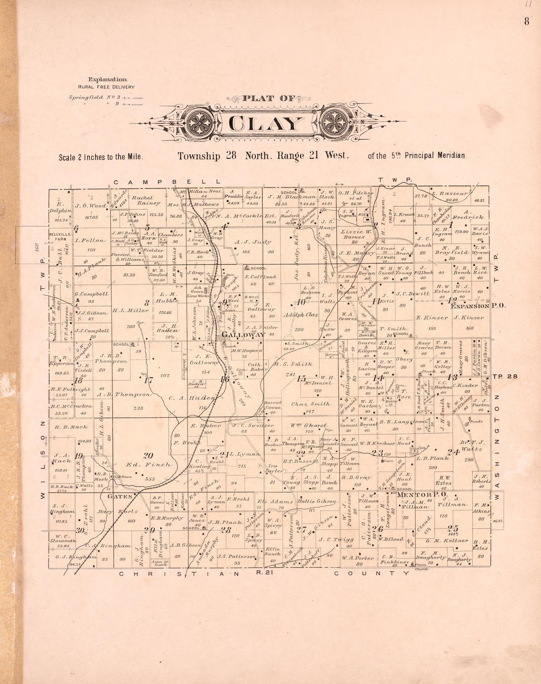 Clay from Plat Book of Greene County, Missouri : Compiled from County Records and Actual Surveys 1904 by Relic Map Company