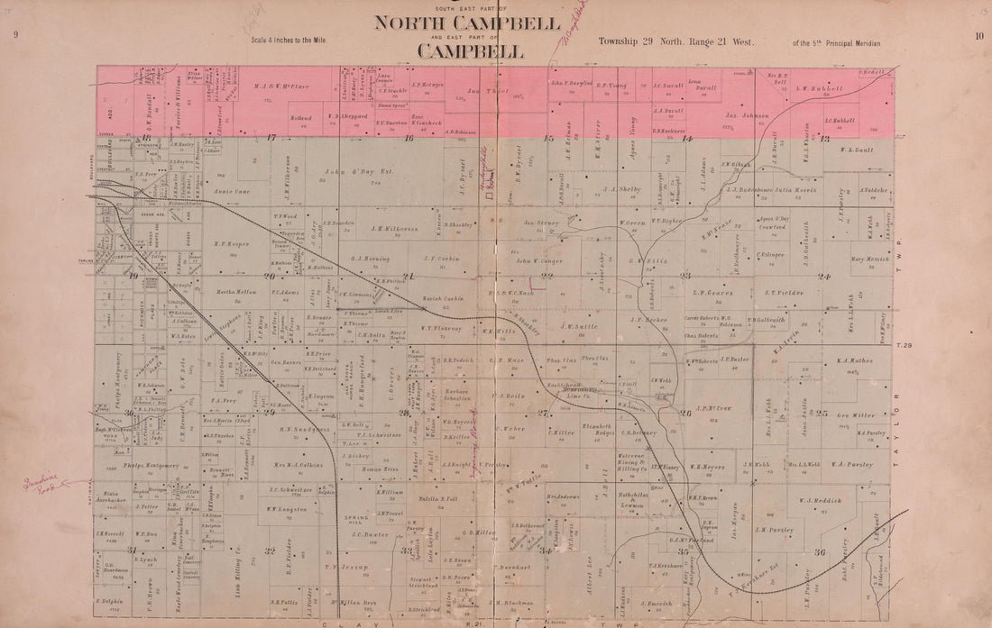 North Campbell &amp; Campbell from Plat Book of Greene County, Missouri : Compiled from County Records and Actual Surveys 1904 by Relic Map Company